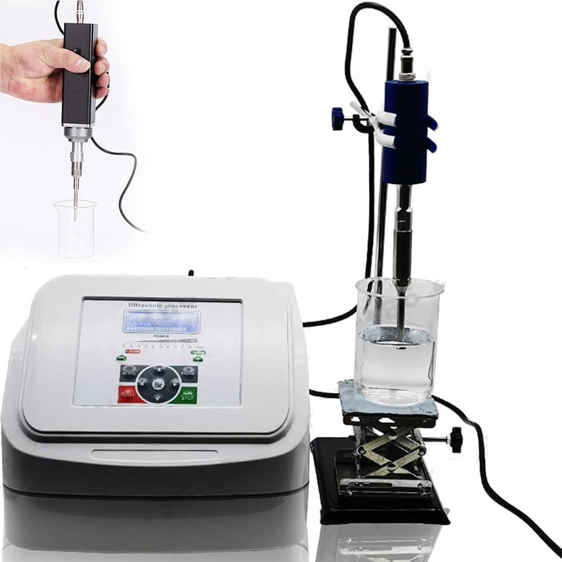 Digitale Steuerung, Ultraschall-Homogenisator-Prozessoren, Laborzelldisruptor, Leistung 800 W Volumen < 600 ml, Frequenz 20 kHz, 2 Steuermodi für Zellstörung und Probenemulgierung, 4 mmSonde