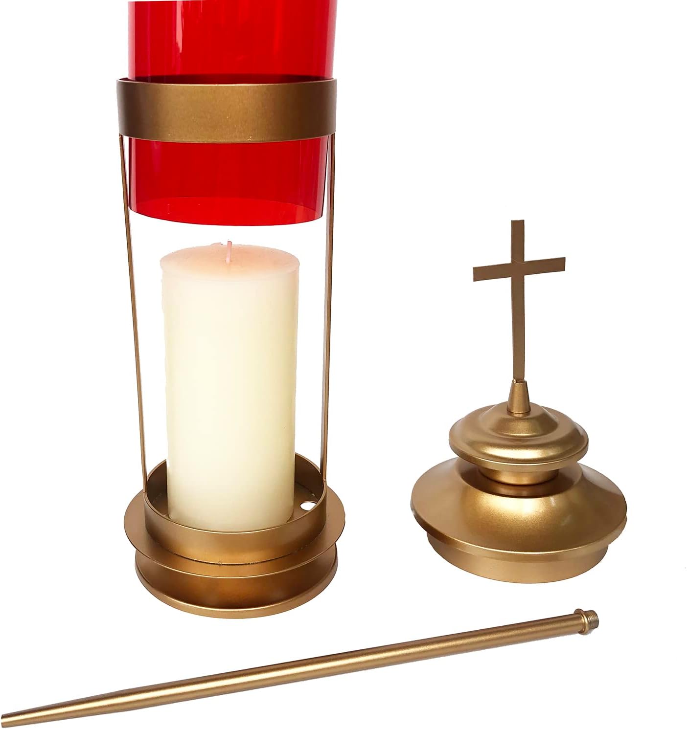 Metal Crosses Outdoor Lights for Grave Cemetery Decorations for Grave Cemetery Lights Memorial Candle Lamp Holder with 11.8 Inches Garden Stakes