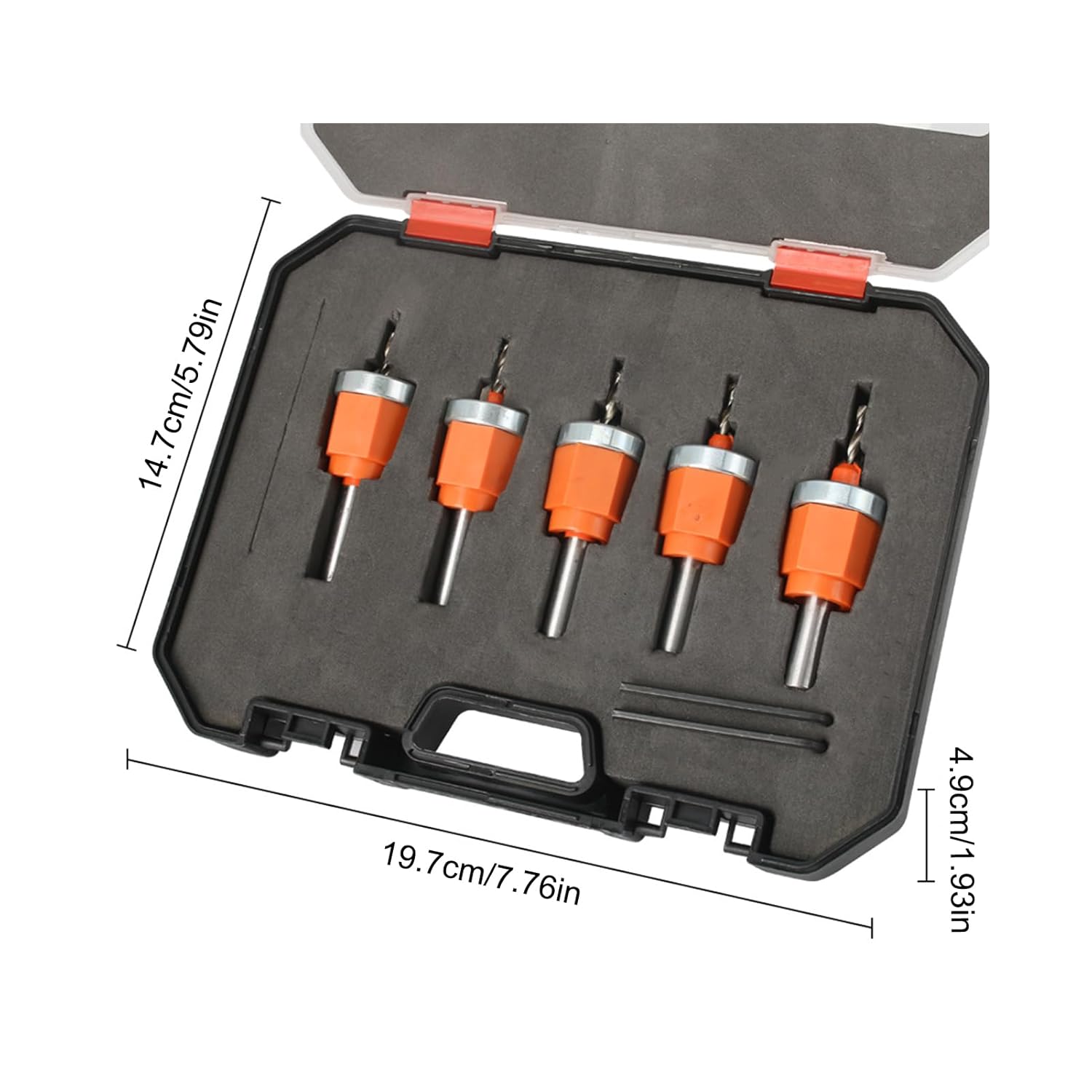 Limit Countersink Drill Bit Set, 5Pcs Counter Sink Drill Bit for Wood 8mm Shank Adjustable Depth Heavy Duty Countersunk Drill Puncher Bit Kit Pilot Screw Hole Set (5 Pcs)