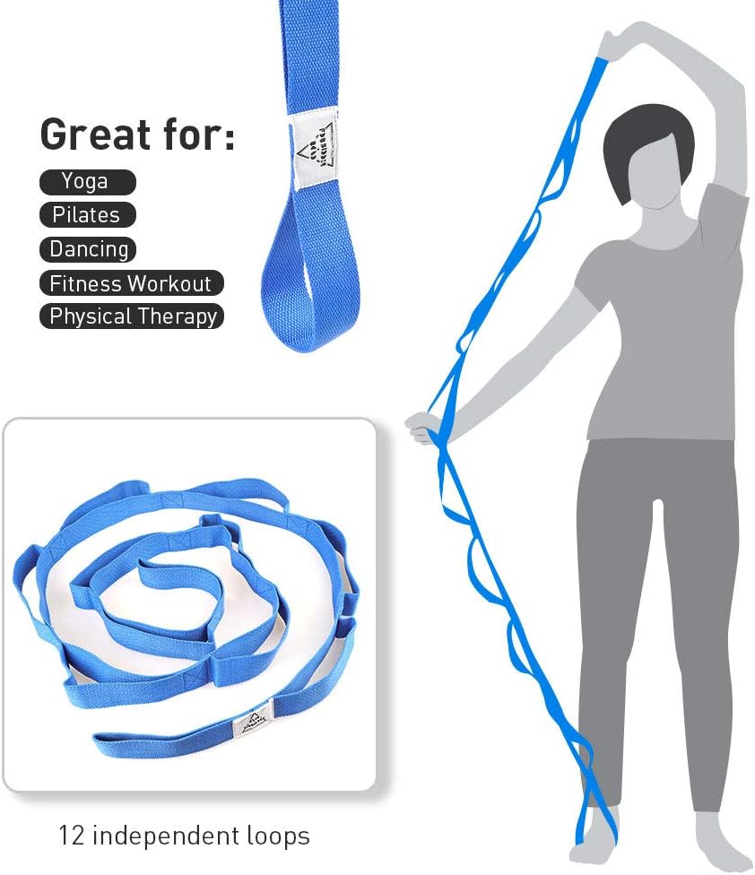 Forbidden Road Stretch Strap (6ft, 8ft) Yoga Strap with Muti-Loops Exercise Band for Physical Therapy Green/Black/Blue/Purple : Sports & Outdoors