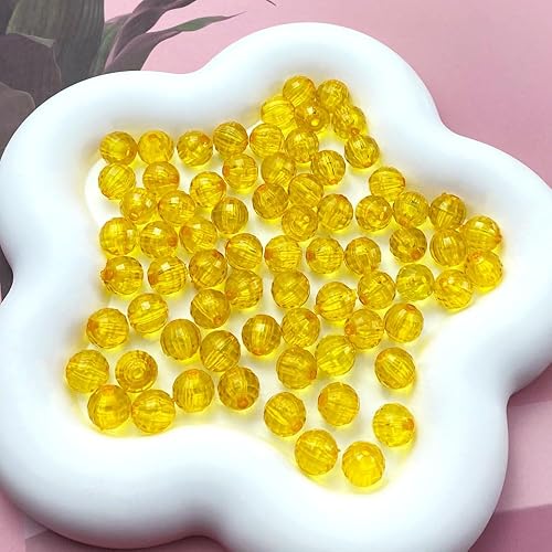 Miniatura 2 de 400 cuentas redondas facetadas acrílicas de 0.315 pulgadas (0.315 in), cuentas espaciadoras de cristal, cuentas sueltas facetadas múltiples para