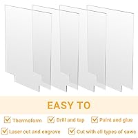 Vista 4 de Gartful 4 hojas acrílicas para base ligera, tablero de plexiglás fundido transparente, panel de vidrio de plástico de 0.08 pulgadas de grosor