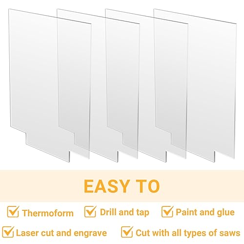 Miniatura 4 de Gartful 4 hojas acrílicas para base ligera, tablero de plexiglás fundido transparente, panel de vidrio de plástico de 0.08 pulgadas de grosor con