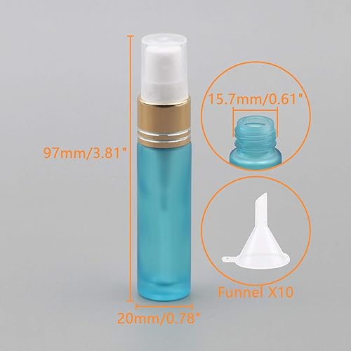 Miniatura 3 de Ellbest Botella vacía de vidrio con atomizador de aceites esenciales de 0.3 fl oz, recipiente recargable de color degradado para perfume, masaje,