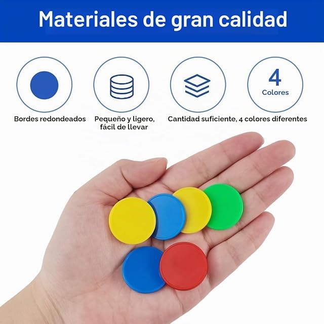 Foto 3 de 6 de 400 Piezas Fichas de Póker de Plástico, 4 Colores Fichas de Juego