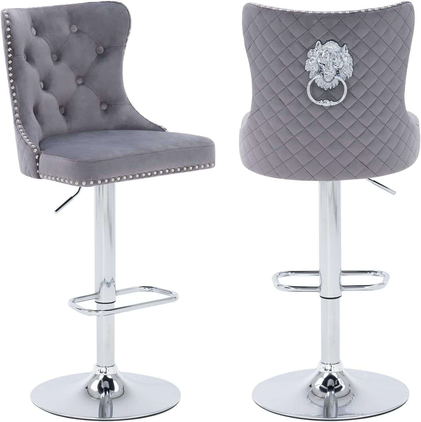 Orirsnug Swivel Bar Stools Set of 2, Velvet Adjustable