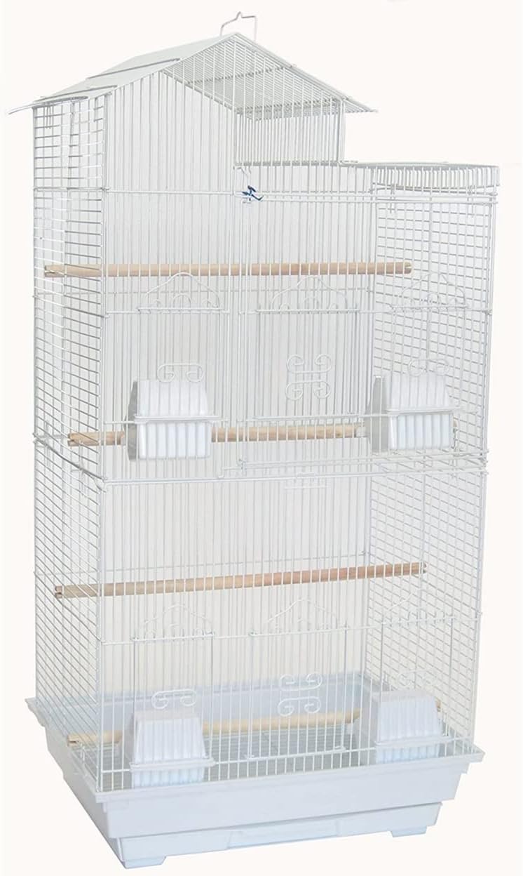 YML A6894 3/8" Bar Spacing Tall Villa Top Small Bird Cage, White, 18" x 14"