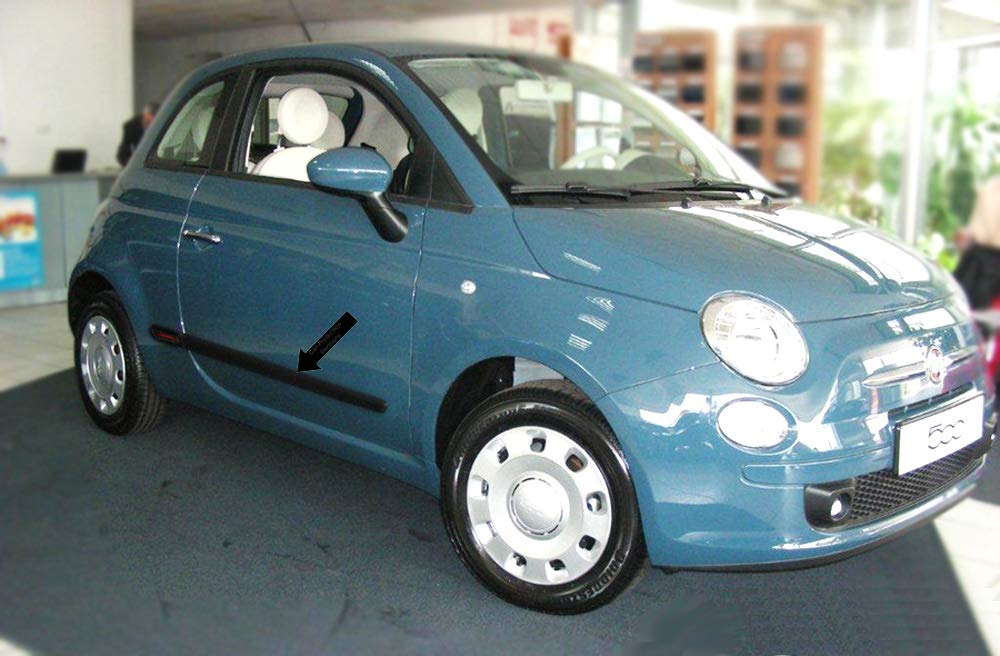 Spangenberg Listelli di protezione laterali neri con logo rosso per Fiat 500 a partire dall'anno di costruzione 10.2007 H25 (3700225).