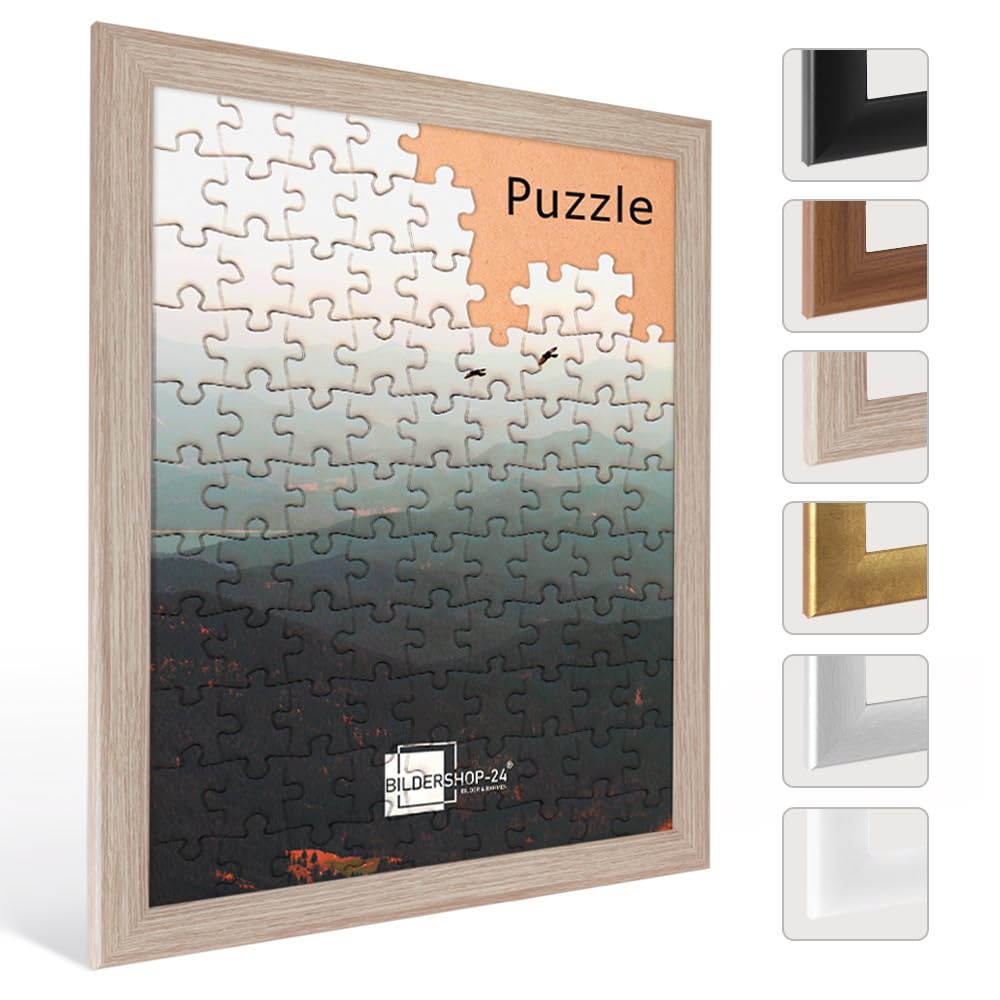 Marco de fotos para puzzle, aprox. 500-1000 piezas, 48 x 68 cm, roble Sonoma claro, antirreflectante