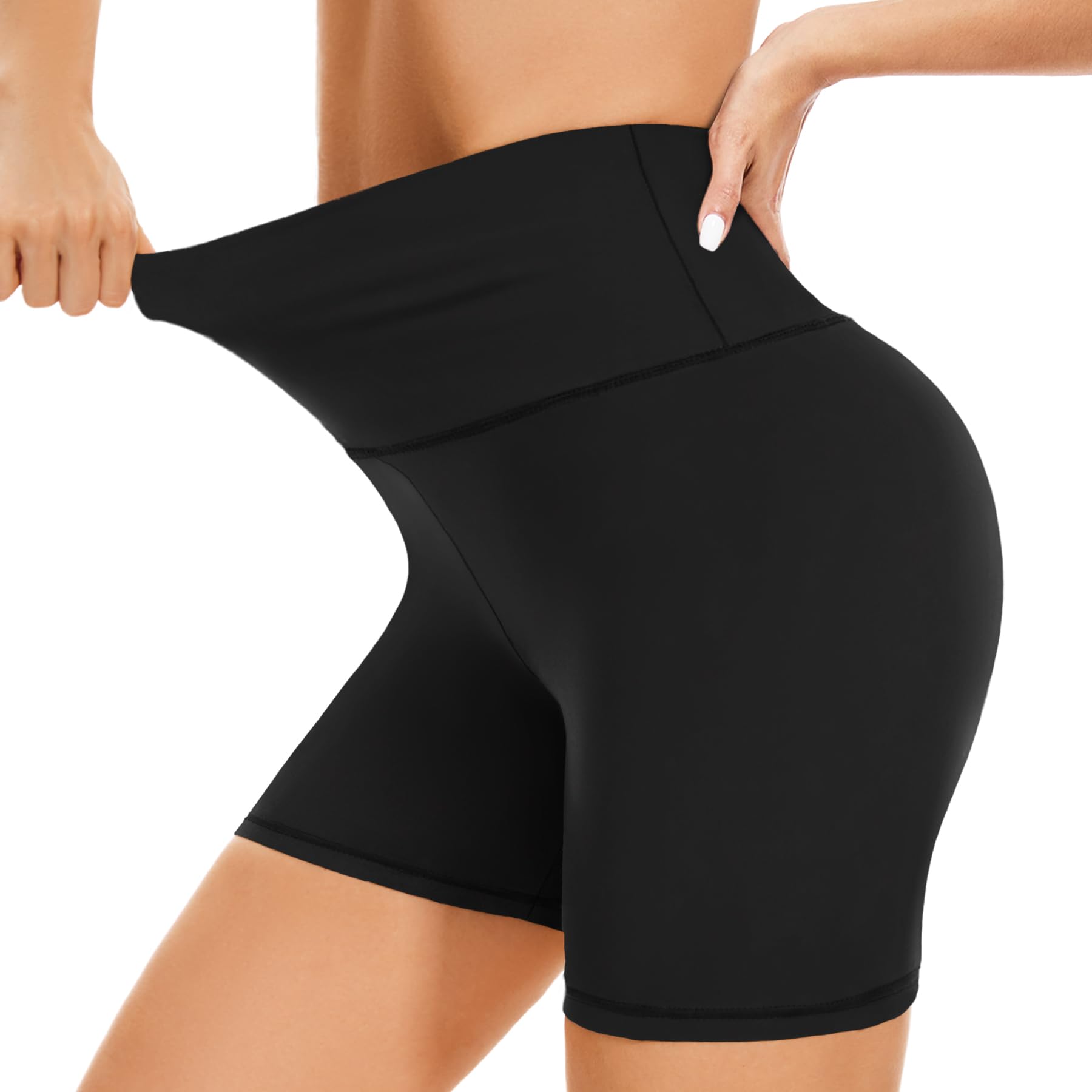 Cycling Shorts Women- High Waisted Biker Shorts Tummy Control Black Yoga Gym Workout Athletic Running Sports Short Leggings UK-image-26