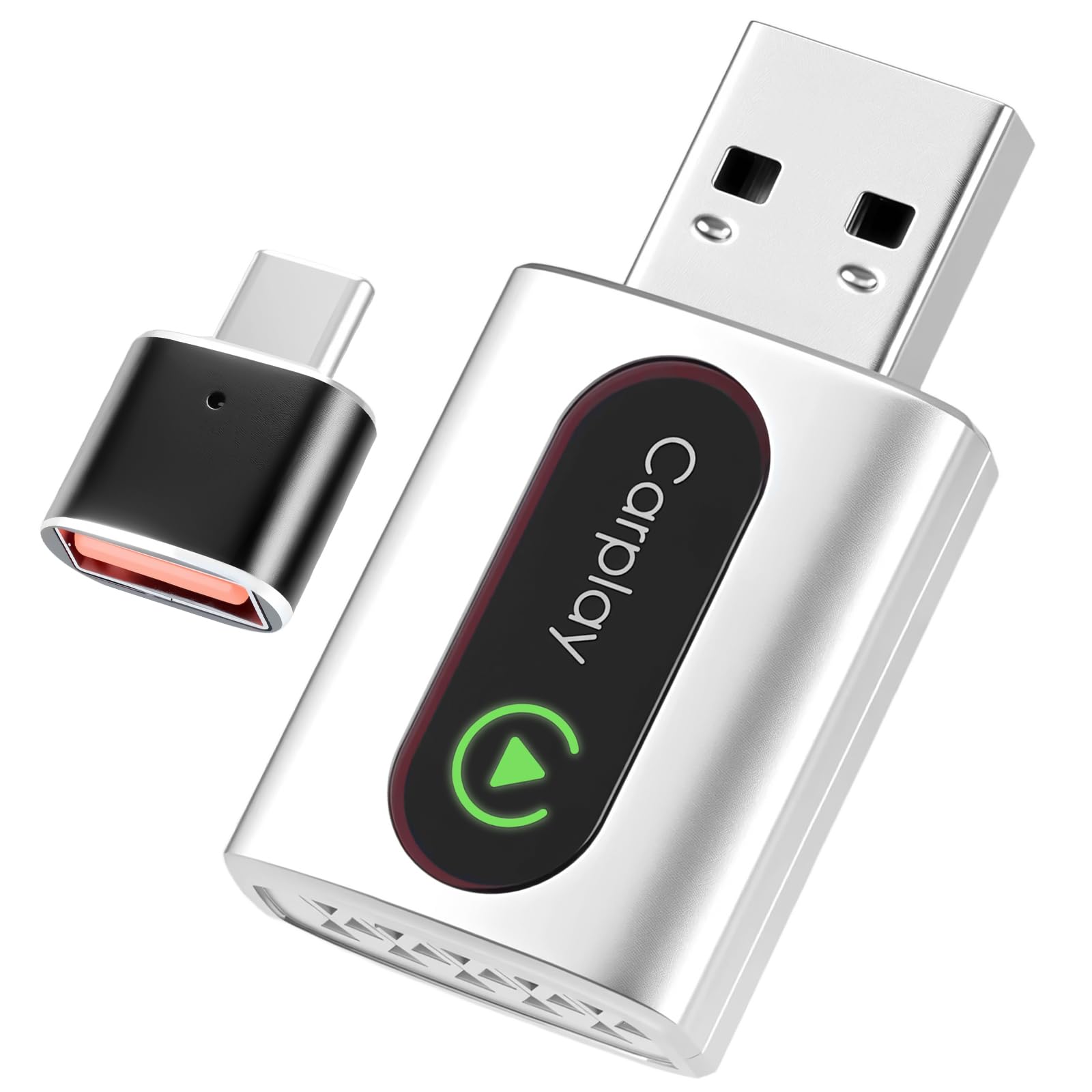 Adaptateur CarPlay sans Fil, Mini Type-C/USB A Wireless Adaptateur, Plug & Play, Convertit Filaire en sans Fil, Compatible avec Apple CarPlay/Android Auto et Voitures avec CarPlay Filaire