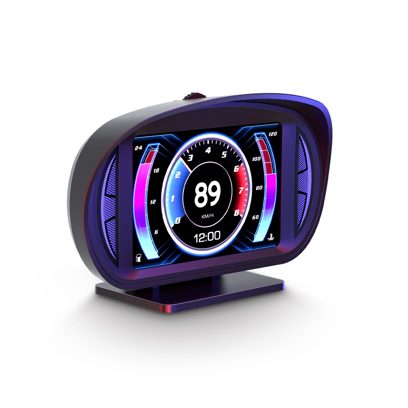 P2 HUD Pantalla de cabeza de coche, velocímetro inteligente GPS con advertencia de voltímetro de alarma de sobrevelocidad, HUD OBD2 Plus GPS sistema dual