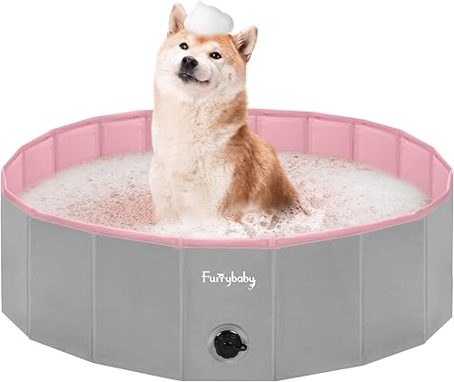 Miniatura 25 de Furrybaby Piscina para perros, piscina para niños con placa dura, plegable para mascotas, piscina plegable para mascotas, portátil, verde, 32