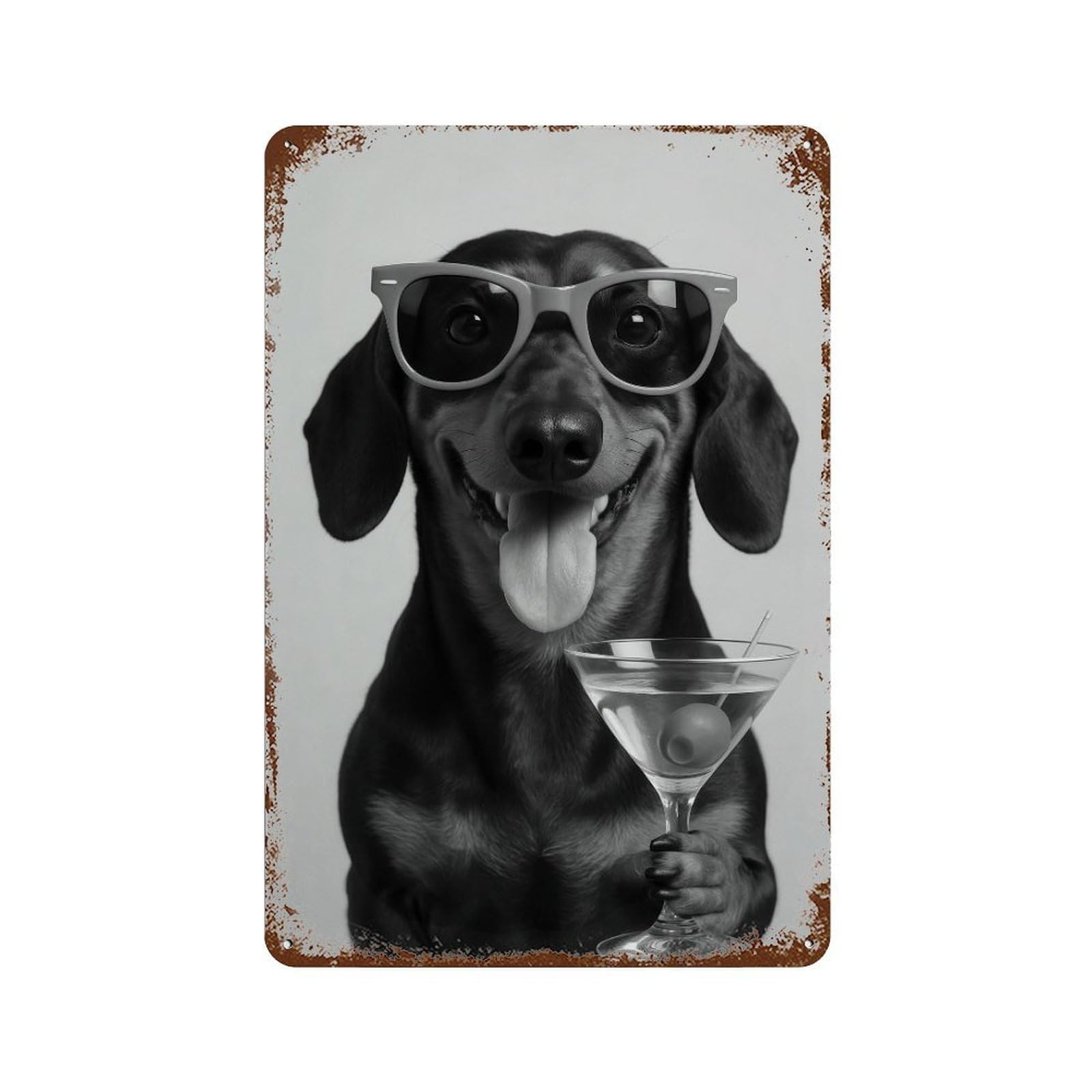 xiaoxiaoshen Dachshund And Martini Print Wall Decor Art Metal Tin Poster Modern Home Decor Art Home Bar Shop Decorations Vintage Sign 30x20cm