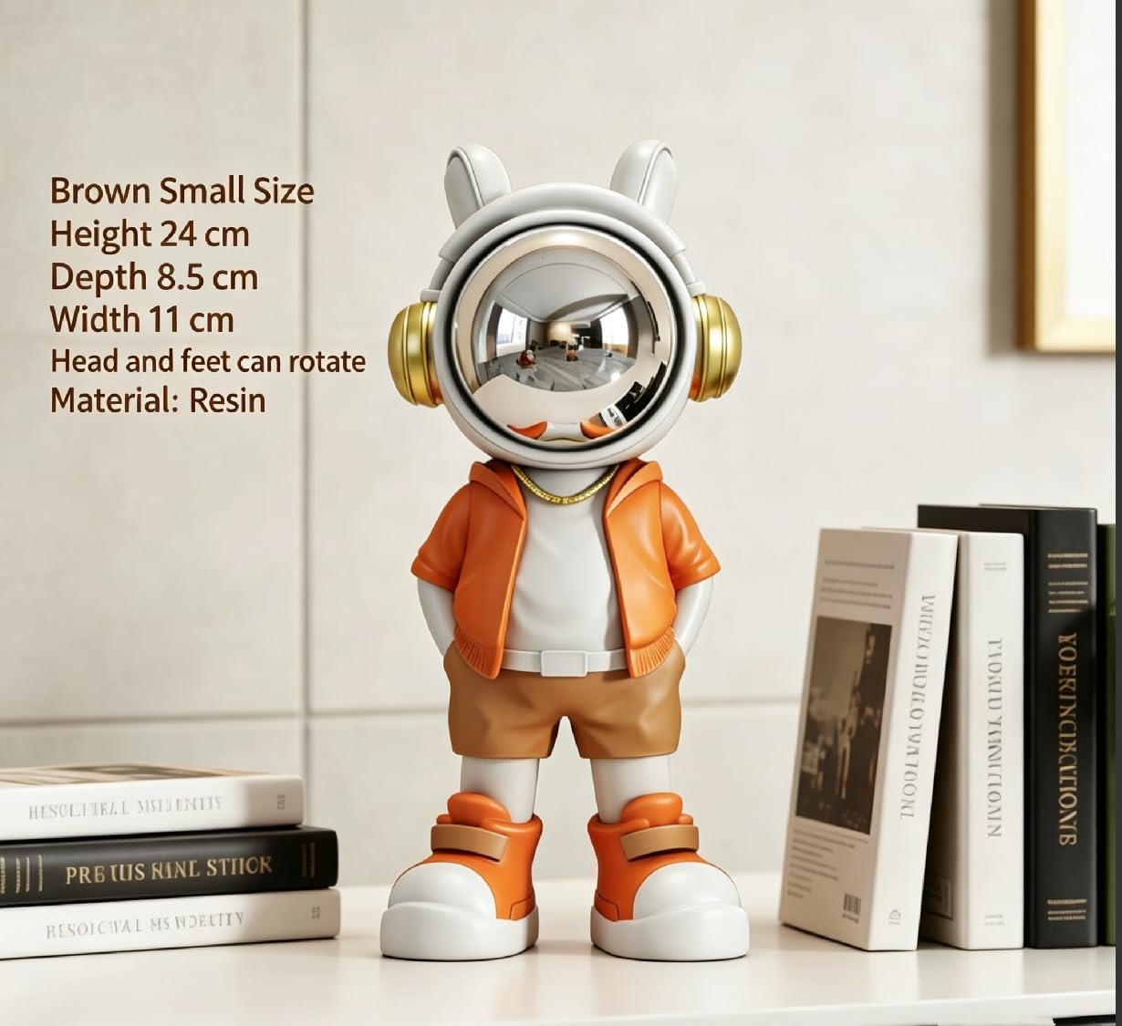 Cartoon Astronaut Space Man Desktop Ornament, High-end Light Luxury Home Decor, Model: Brown (S)