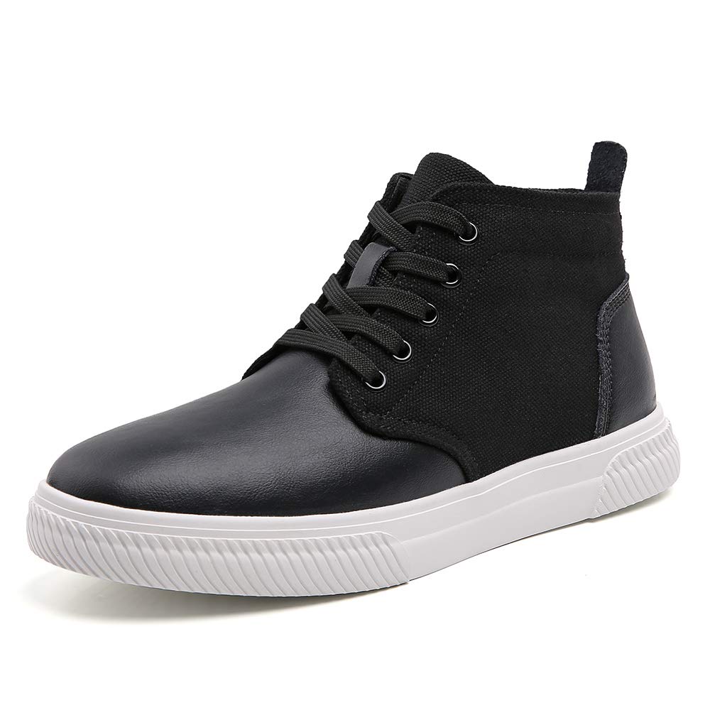 Men's ankle boots for fashion casual leather sneakers shoes lace up classic chukka boot shoes black size 6.5