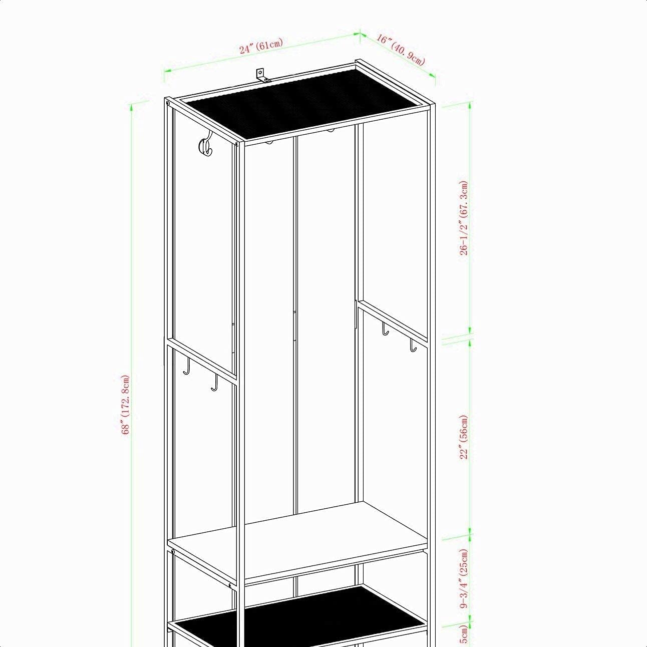 Hall Tree, Frame Material: Manufactured Wood, Shelves Included: Yes