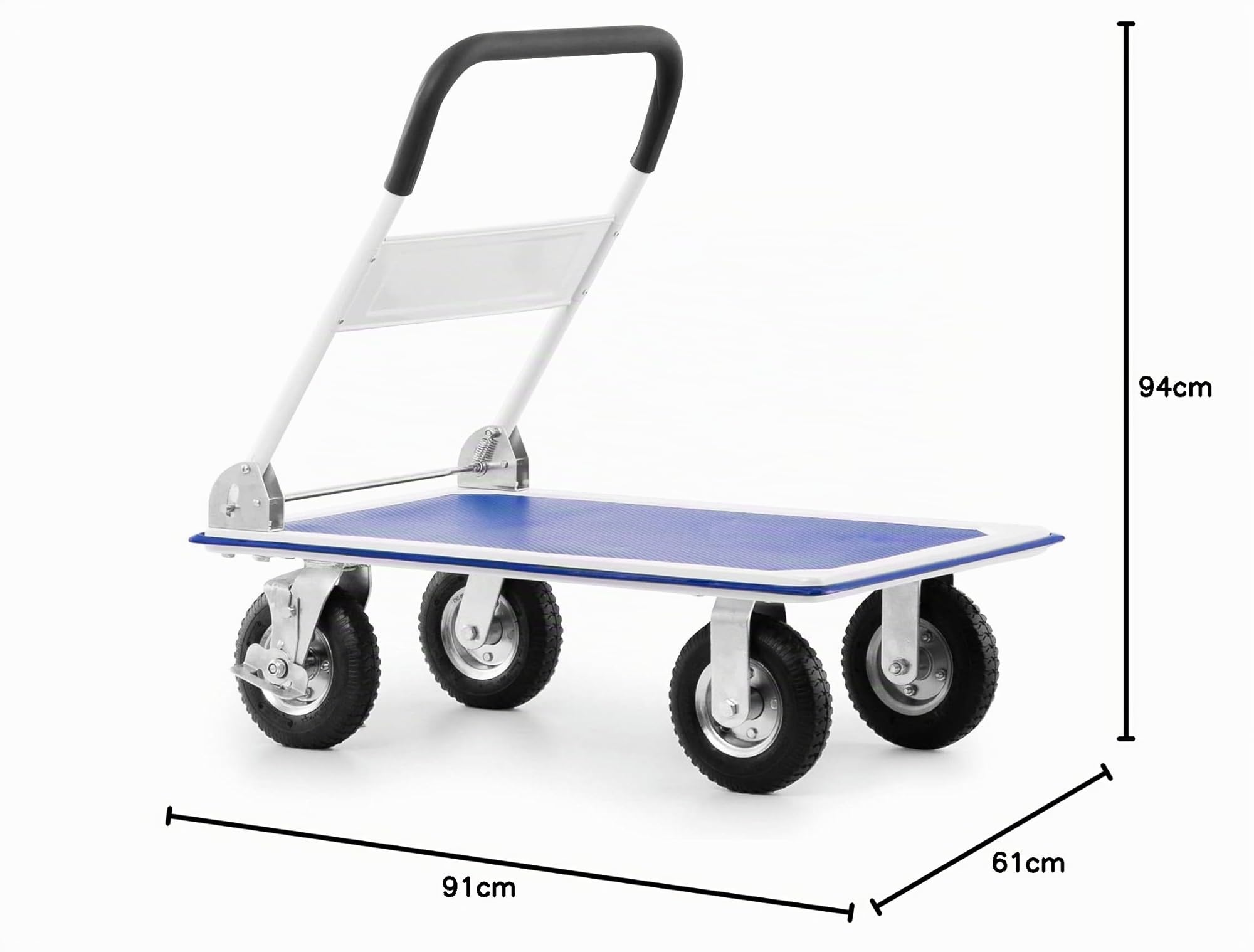 Pallit CARRY-R Carrello a Piattaforma Pieghevole - Portata 300 kg, Ruote Pneumatiche, Piano 880x580 mm, Carrello per Trasporto con Pianale Antiscivolo