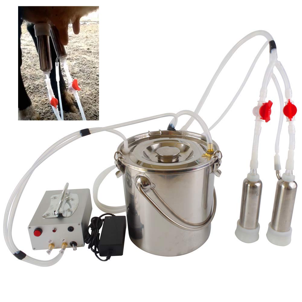 Futt 5L Single Bucket Piston Vacuum Pulsation Milking Machine for Cows Cattle or Sheep Optional (Cattle)