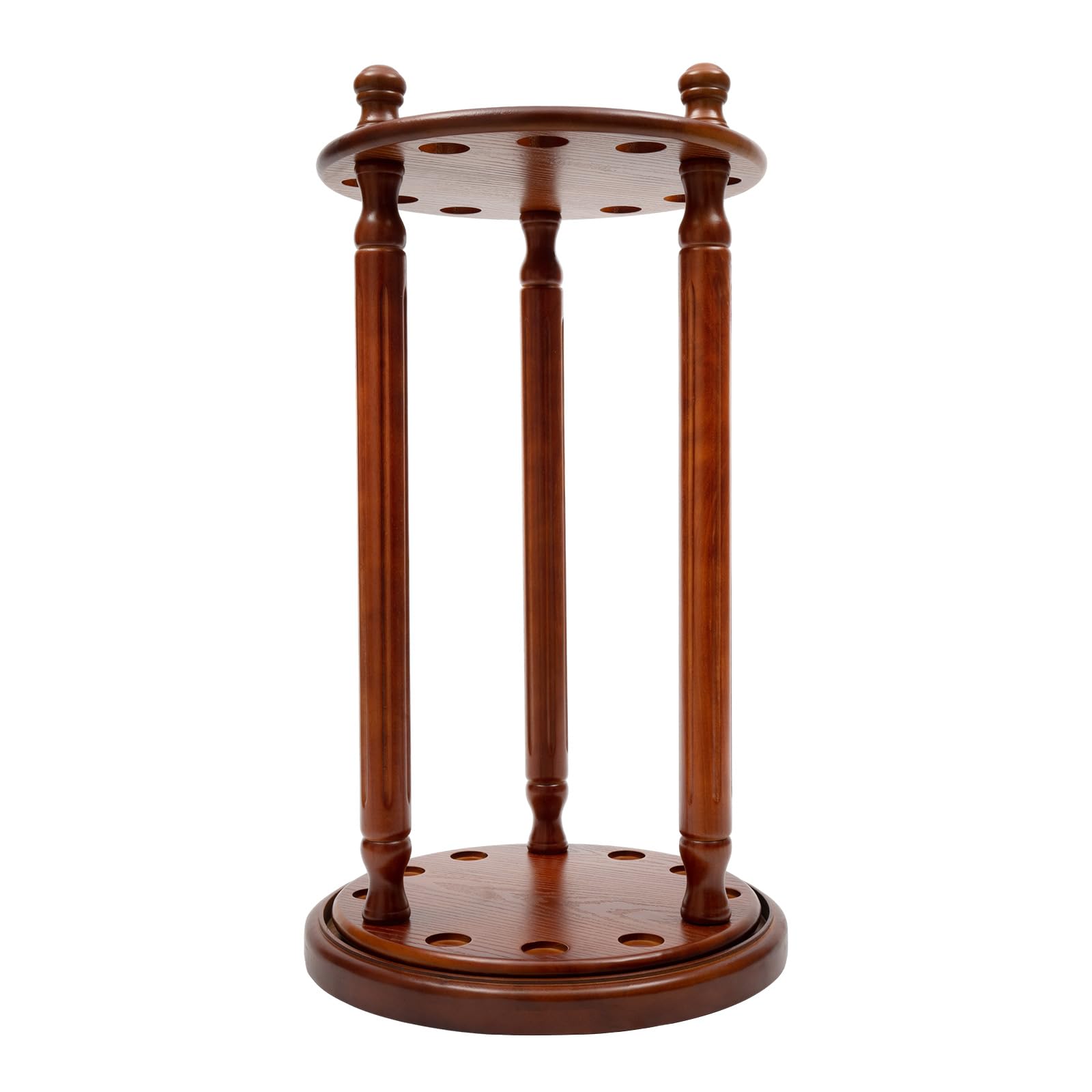 Queeucaer 9 Pool Stick Holder, Revolving Billiard Stick Cue Rack, Wood Rack Pool Holder Floor Stand Organizer for 9 Cues Sticks Storage Pool Table Accessories,Nut-brown