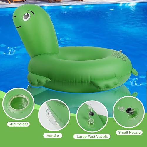 Miniatura 5 de Ciavca Flotadores inflables de tortuga con luces, flotadores de piscina LED solares para adultos, flotadores grandes de 42 pulgadas para piscina de