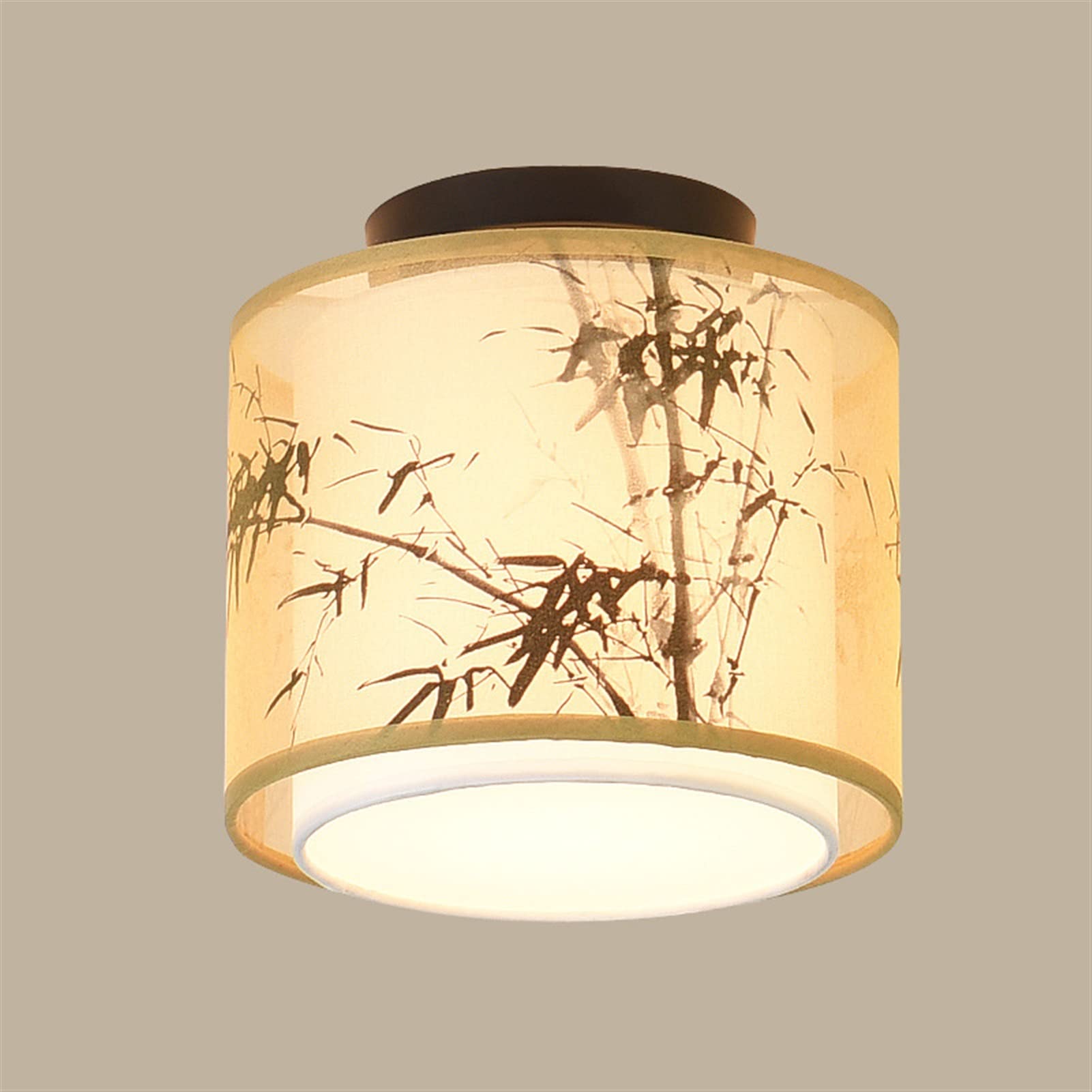 Lámpara de techo LED para dormitorio y pasillo con pantalla de tela y diseño oriental