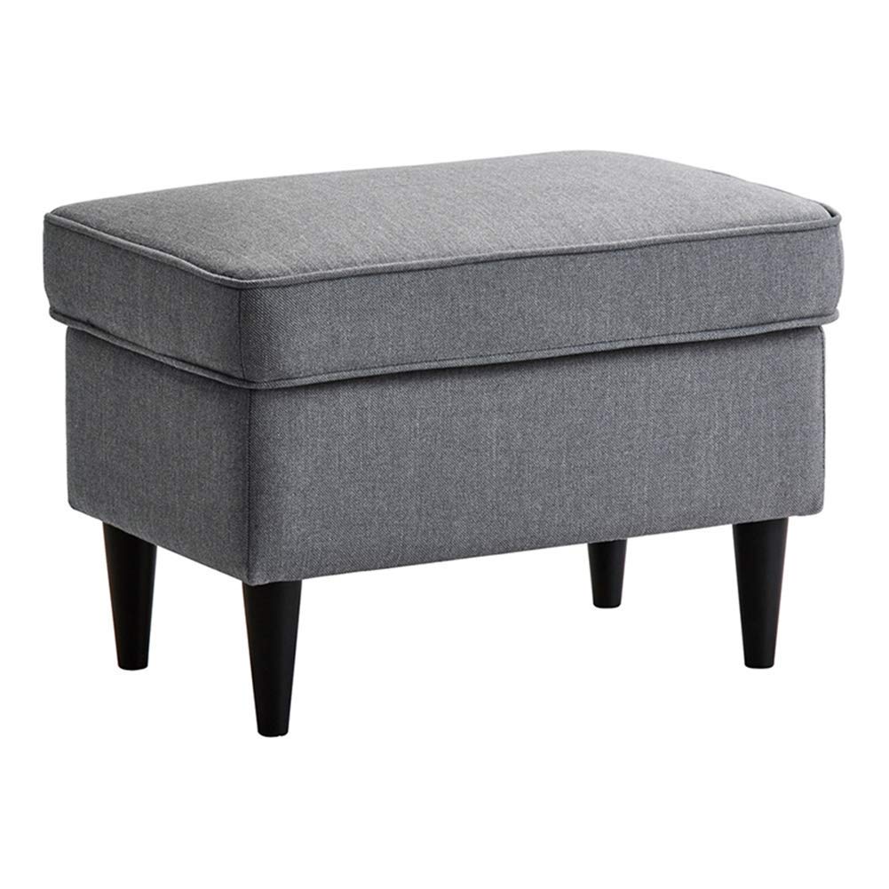 Repose-pieds ottoman en tissu gris 60x40 cm pour salon et dressing