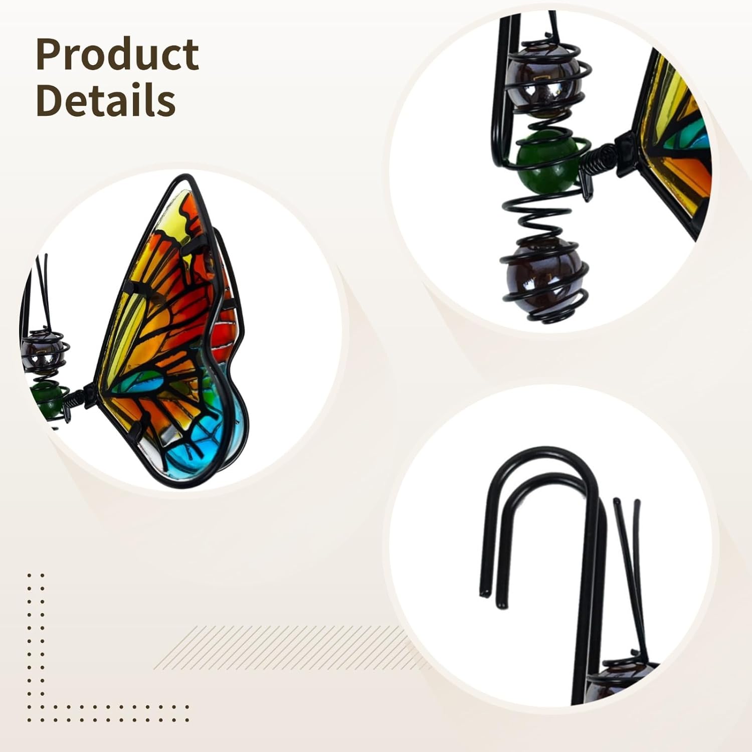 Metal Glass Butterfly Decorations, 3 Pcs Lively Butterfly Hanging Ornaments, Flower Pot Decoration Pendants, Refined Home Décor for Indoor Plant Pots