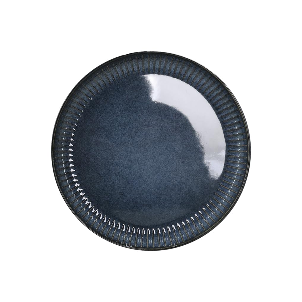 WeHome - Servizio piatto 6 Persone, Set 18 Pezzi, Piatti Colorati Ceramica Modello Erika, Moderni 3 Misure, Lavabile In Lavastoviglie, Compatibile Con Forno A Microonde (Blu)