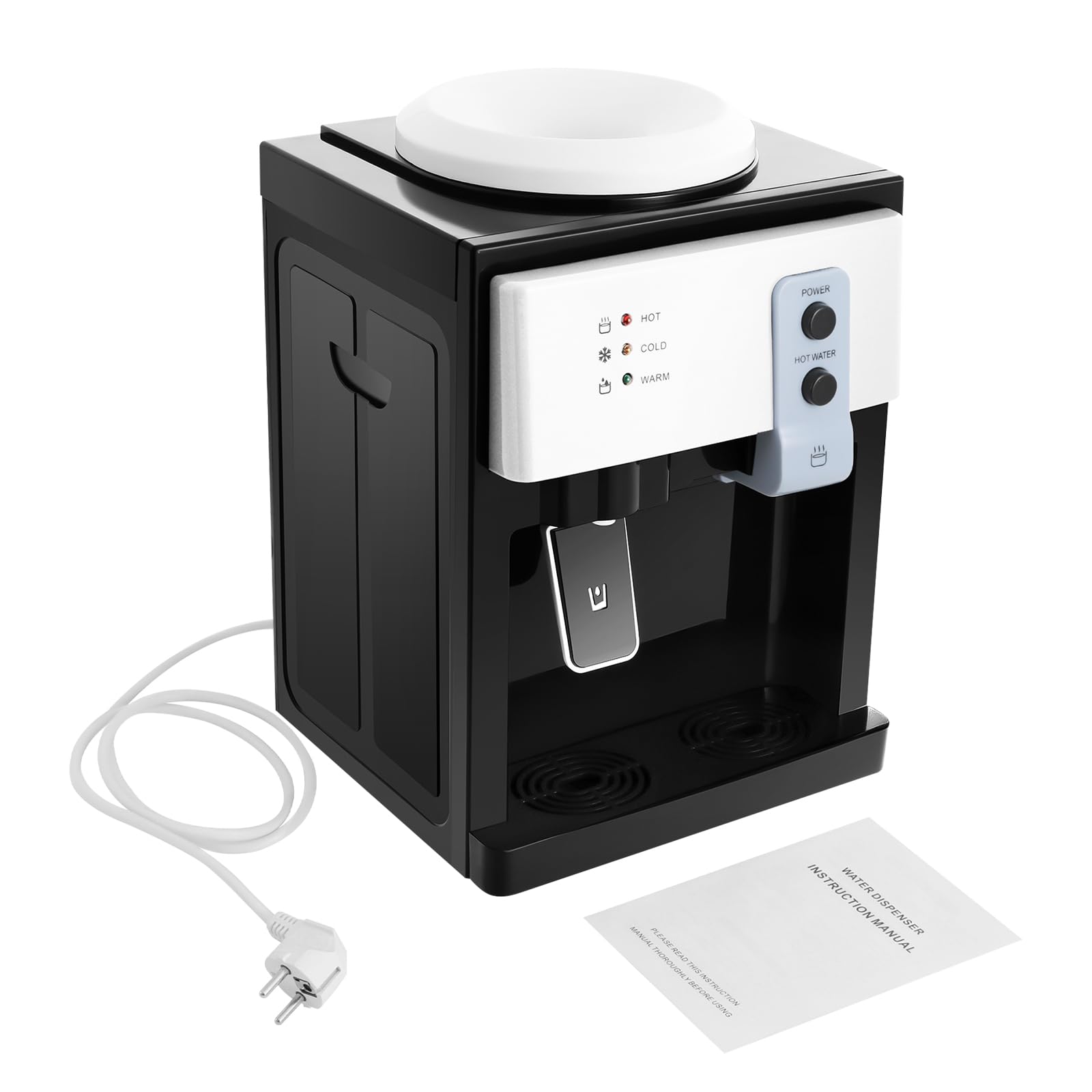 Fontaine à Eau Chaude et Froide Électrique, Distributeur d'eau Bureau Maison, Chauffage Rapide Eau Chaude ≥90°C Eau Froide ≤15°C, Compatible Bidons 4,5L-18,9L, Pose Libre ou de Table, 27x24x36cm