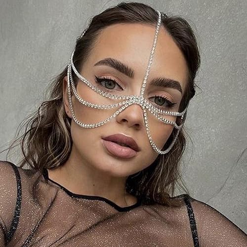 Miniatura 3 de Jovono Cadena de cabeza bohemia con diamantes de imitación para novia, para boda, con cristales en capas, accesorios de joyería para el cabello para