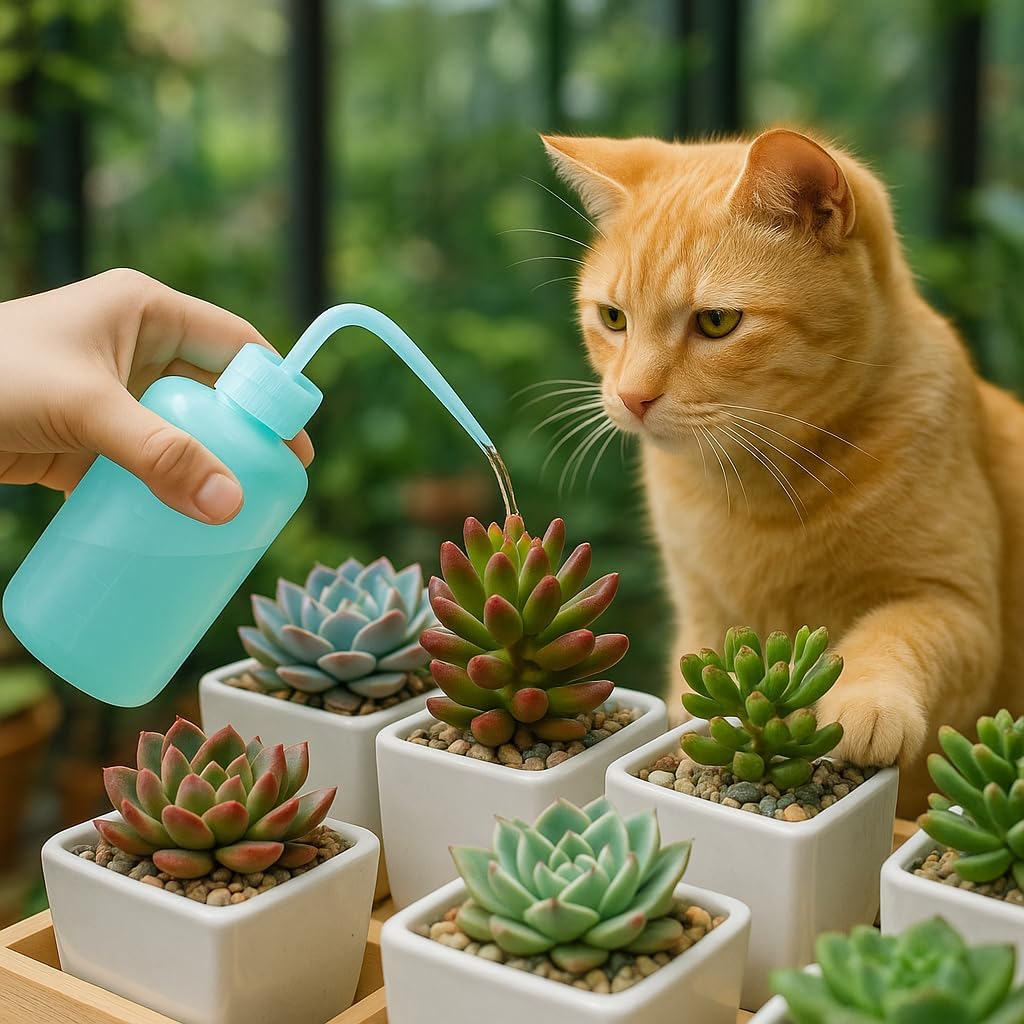 2 Pack 250ml Wash Bottles, Squeeze Watering with Bent Nozzle and Scale, Plastic Safety Bottles for Succulents, Cleaning or Lab Use (P1)