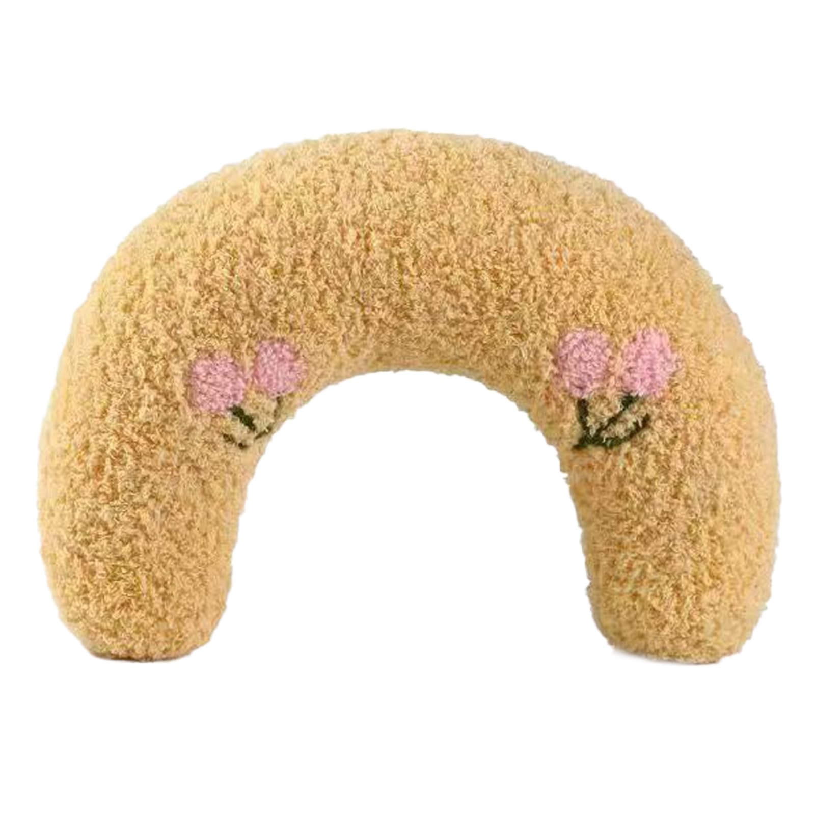 1 coussin de nuque pour petits chiens, en forme de U, coussin de cou doux et moelleux, améliore le relief en machine à dormir, lavable en machine, jouet apaisant (jaune)