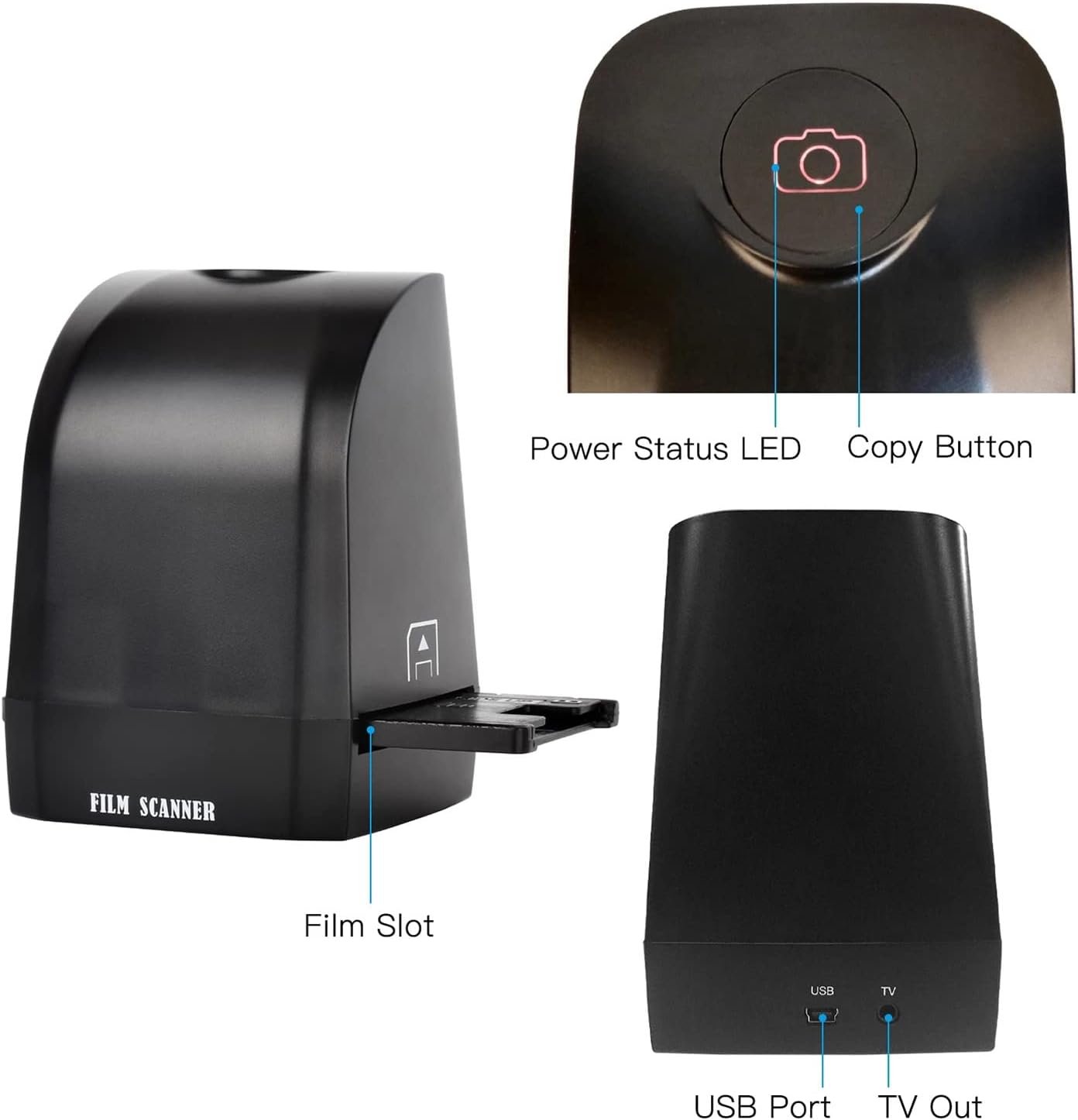 Film Slide Scanner, 8MP Negative Film Scanner Viewer, Convert 35mm/135mm Slides to Digital JPEG Photos, Support Image Preview, Editing Functions, Plug and Play