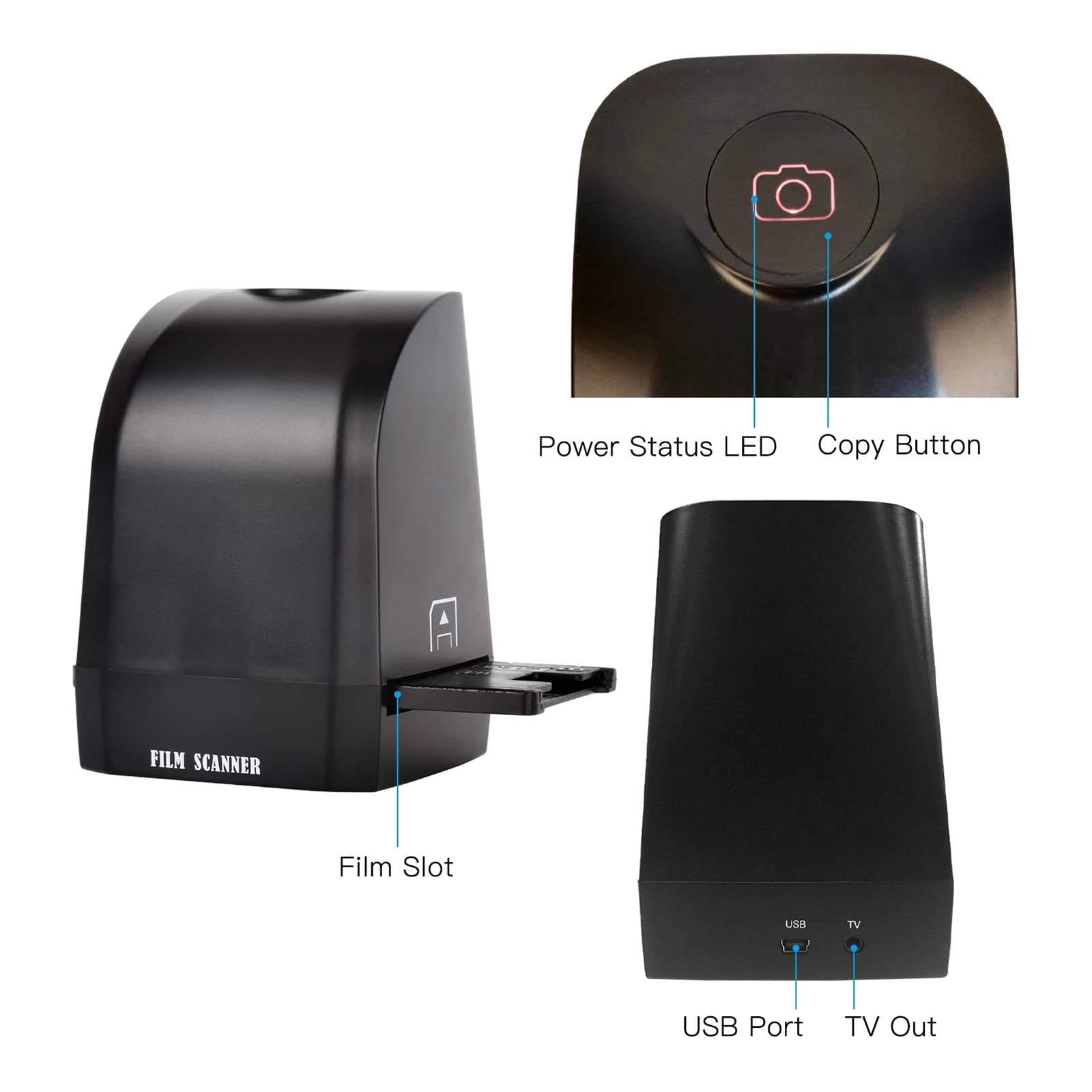 Scanner De Films, Visionneuse De Scanner De Films Négatifs 8MP, Convertit Les Diapositives 35 Mm/135 Mm en Photos JPEG Numériques, Prend en Charge L'aperçu d'image