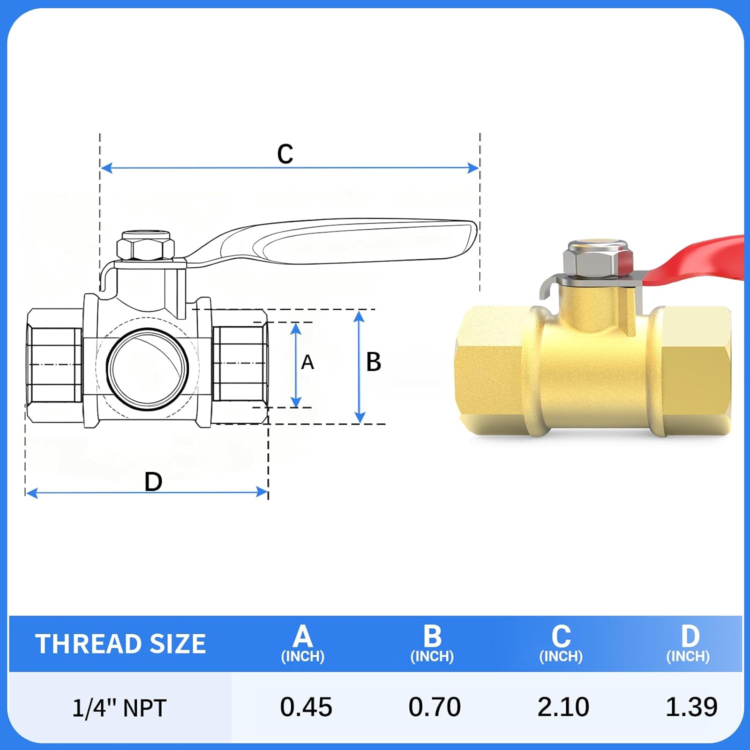 ChillWaves Brass Ball Valve, Air Compressor Ball Valve Shut Off Switch 1/4" NPT Female x 1/4" NPT Female Thread Pipe Fitting(8-PACK)