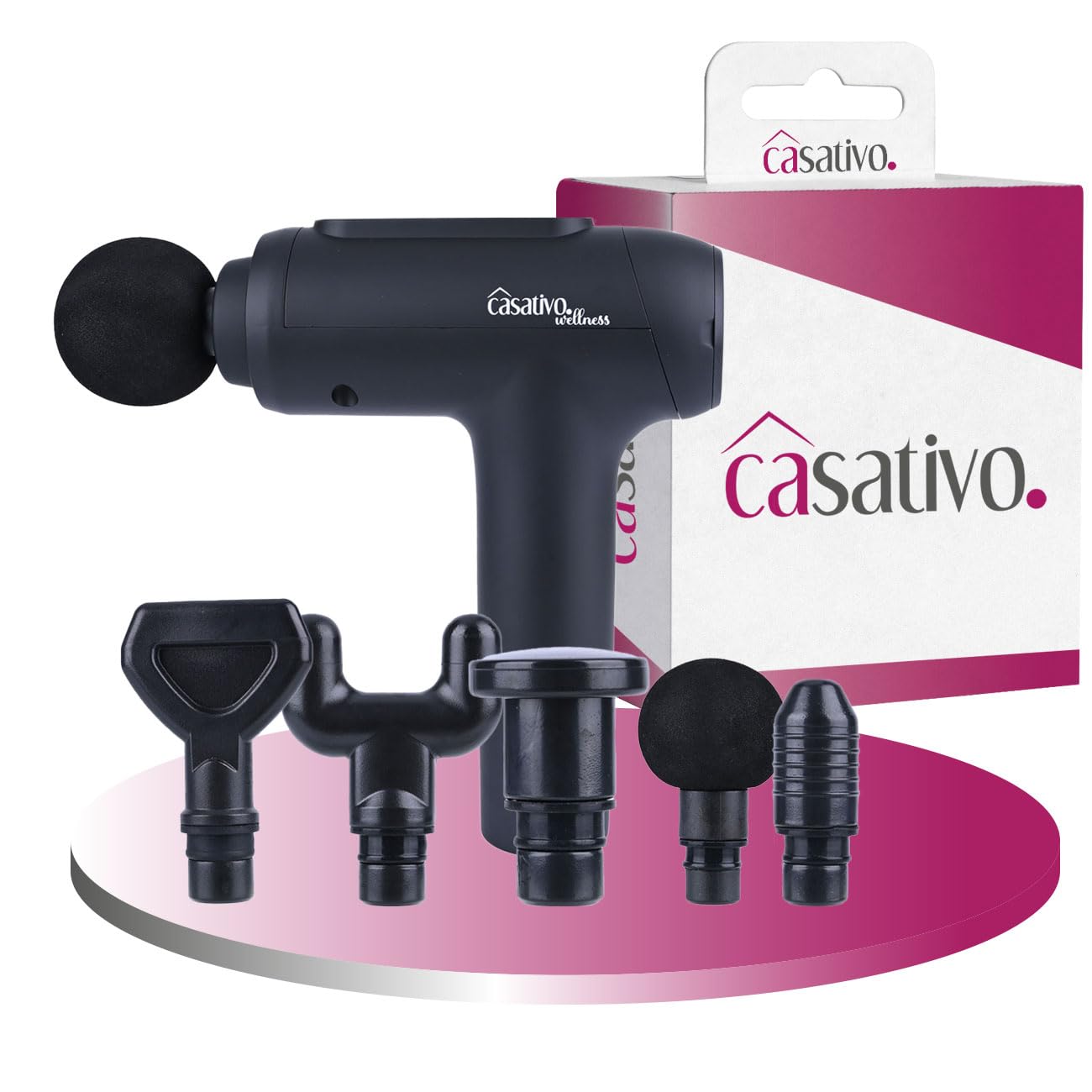 Professionelle Massagepistole, Massage Gun, 6 Köpfe, 20 Intensitätsstufen, Muskel Massagegerät, Akkubetrieb Massagegerät für Oberschenkel, Bauch, Schulter, Nacken und Rücken