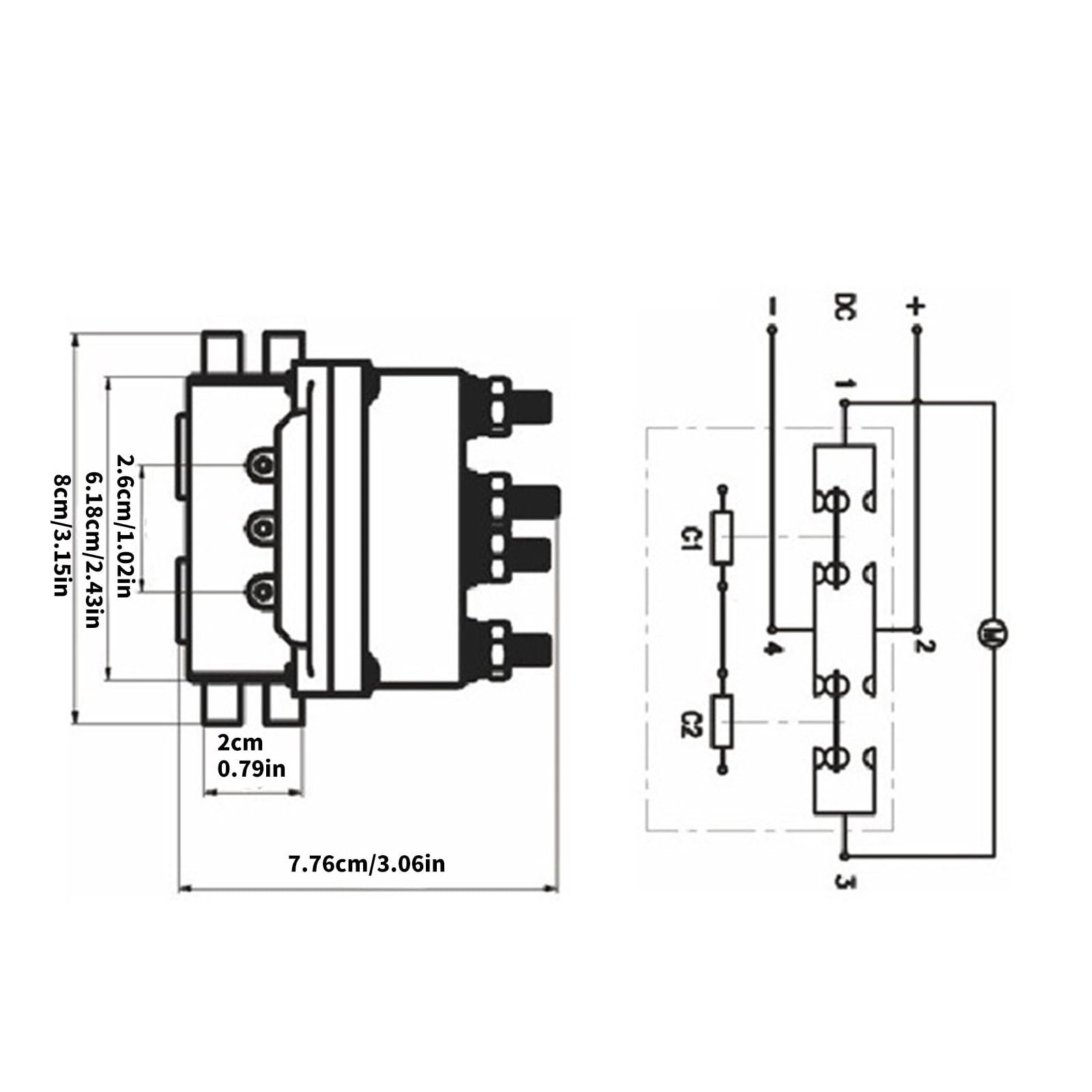 Relais de treuil 250 A 12 V durabilité améliorée Noir