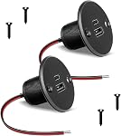 Acegoo RV USB Type d'aluminium A de sortie + Ports de type C 12V/24V USB Chargeur, montage encastré 24W Chaussette de recharge haute vitesse, PD3.0 & QC3.0 Chargeur rapide pour Camper Trailer Van Car Boat Golf Cart - 2Pcs