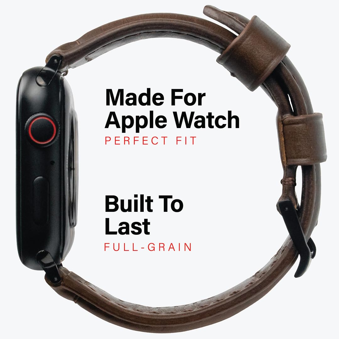 KORDIZ Traditionelles Lederarmband, Kompatibel Mit Apple Watch Ultra 2, Ultra & Series 10-1 Se Se2, Armband Für Herren Und Damen, Ersatzarmband Für Iwatch, Apple Watch 49 Mm, 46 Mm, 45 Mm, 44 Mm