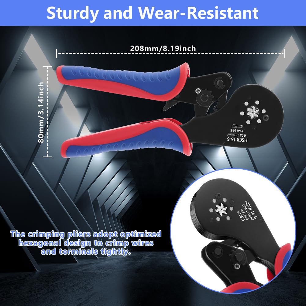 AOOWU Crimping Tools, Crimping Plier, 0.08-16mm² Hexagonal Crimping Tools, Ferrule Crimper Tool - Image 4