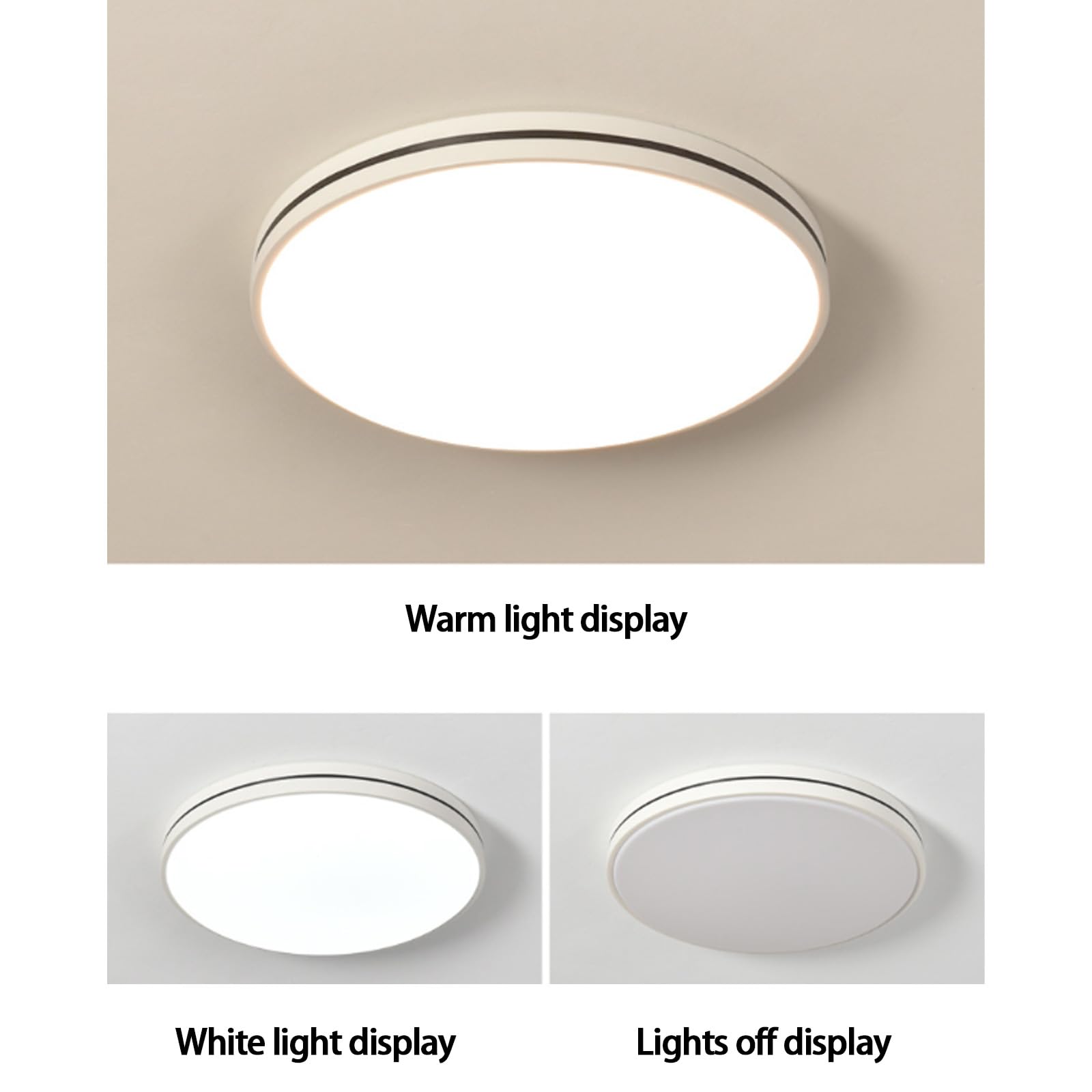 Okrągła lampa sufitowa LED z pilotem zdalnego sterowania, ściemniana 2700K-6500K, akrylowe/żelazne oświetlenie sufitowe, nowoczesny geometryczny design do łazienki i salonu