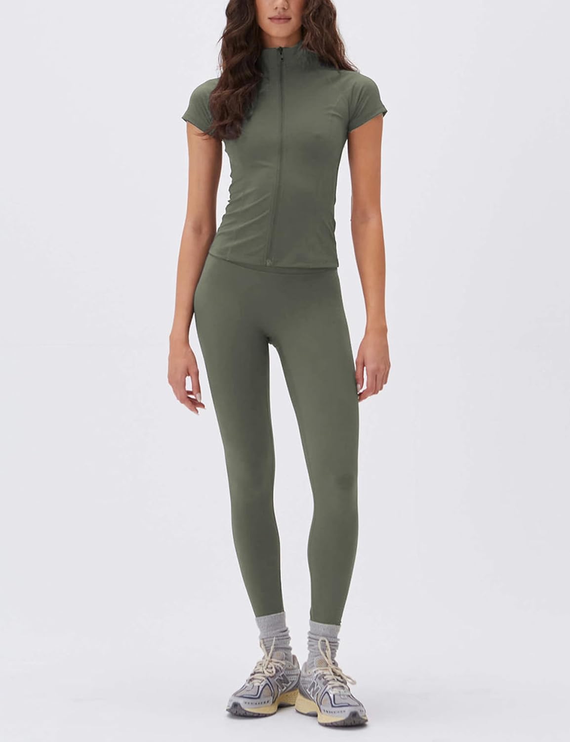 Lviefent Womens Lightweight Full Zip Active Running Track Jacket Workout Short Sleeve Top Slim Fit Yoga Sportswear - Image 5