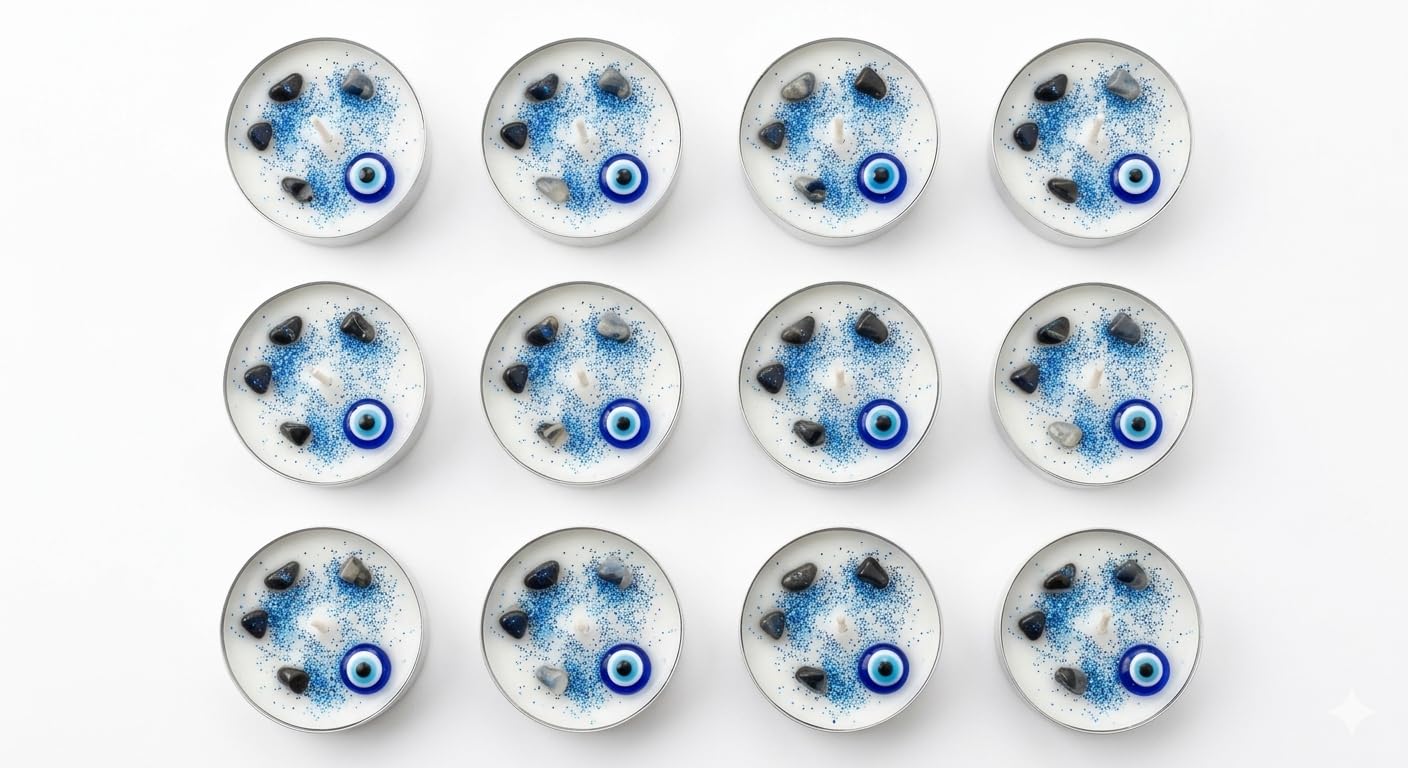 Evil Eye Protection Tea Light Candle (Pack of 12), Ritual for Spiritual Protection, Negative Energy Cleansing & Energy Shielding, Hoodoo, Witchcraft, Meditation, Prayer & Spiritual Practices-image-20
