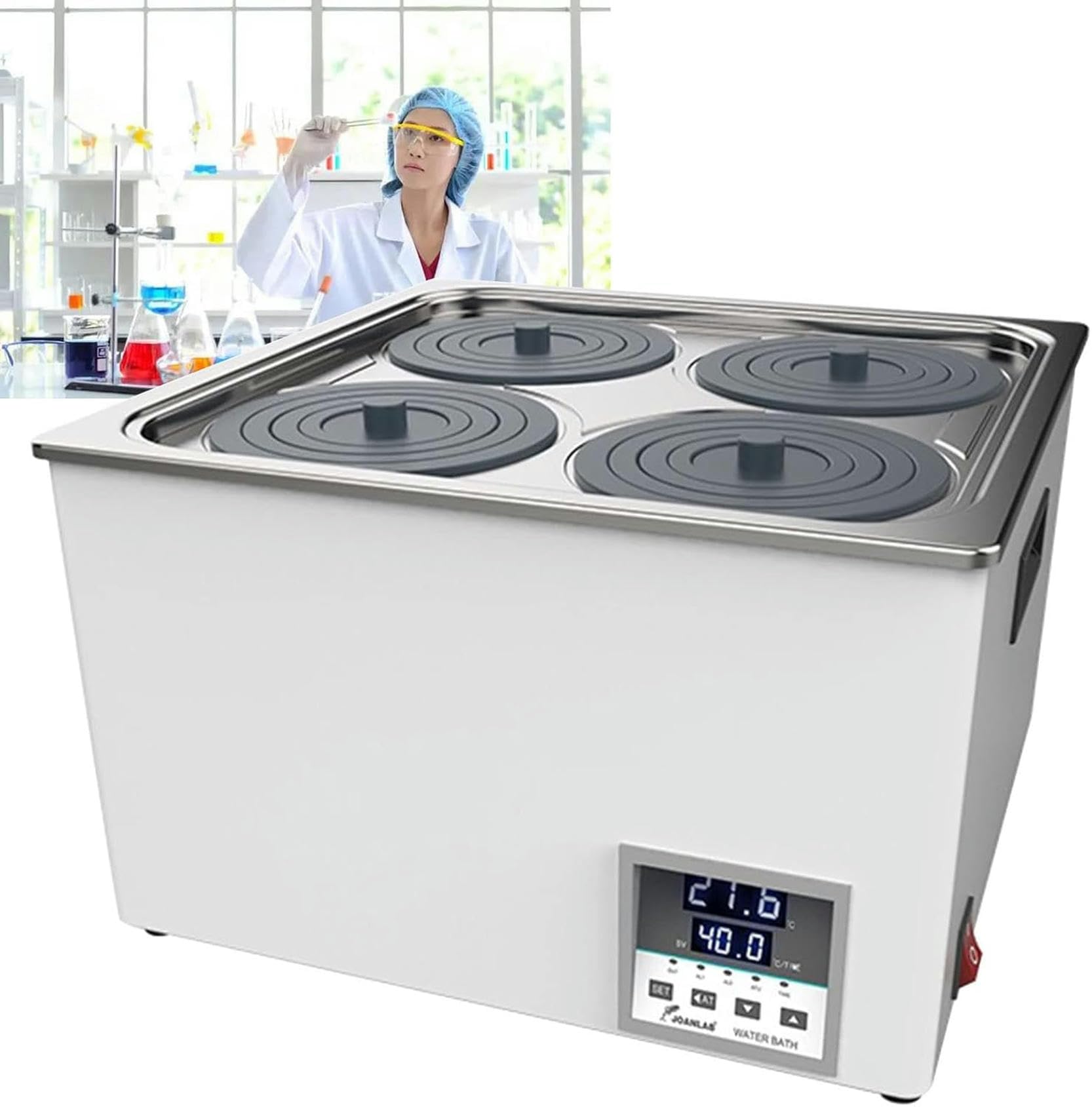 Bain marie laboratoire à 4 trous et chauffage électrique RT 5 à 99.9 °C