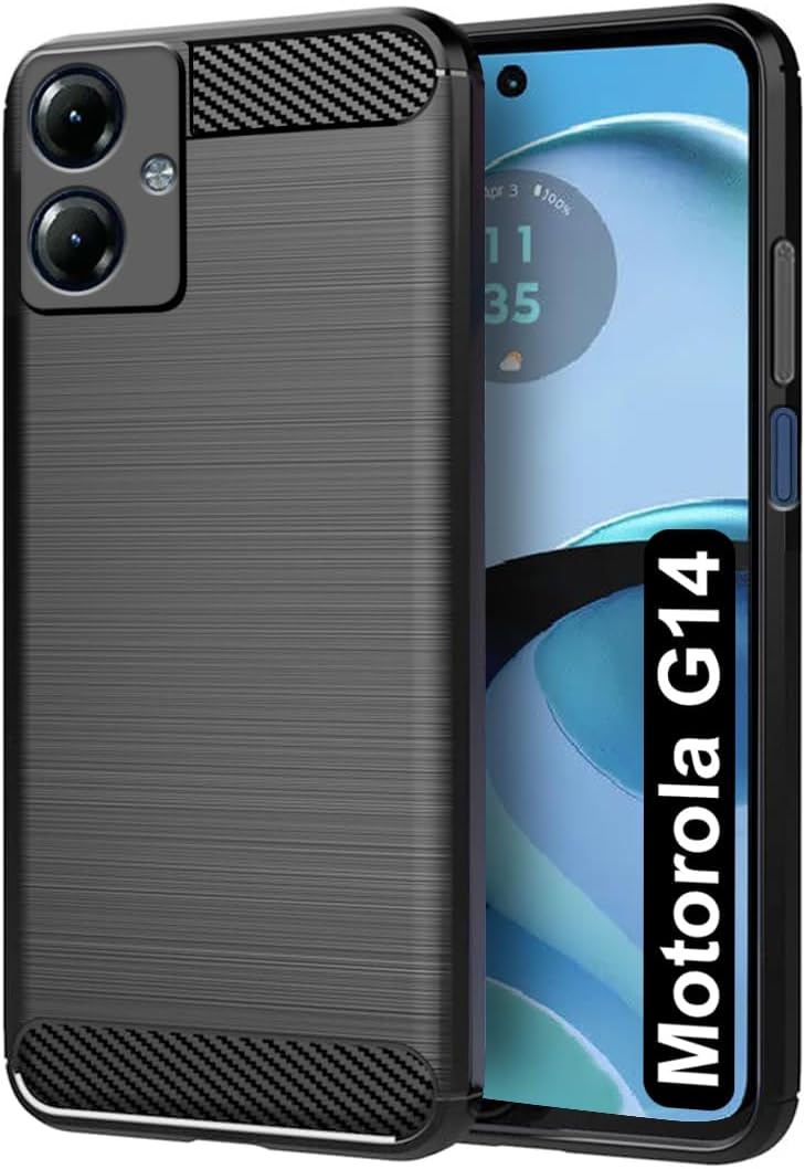 Fashionury Back Cover Case for Motorola Moto G14 / Motorola G14 | Raised Bumps for Camera & Screen| Rugged Armor TPU Soft Back Cover Case for Motorola Moto G14 / Motorola G14 (Black)