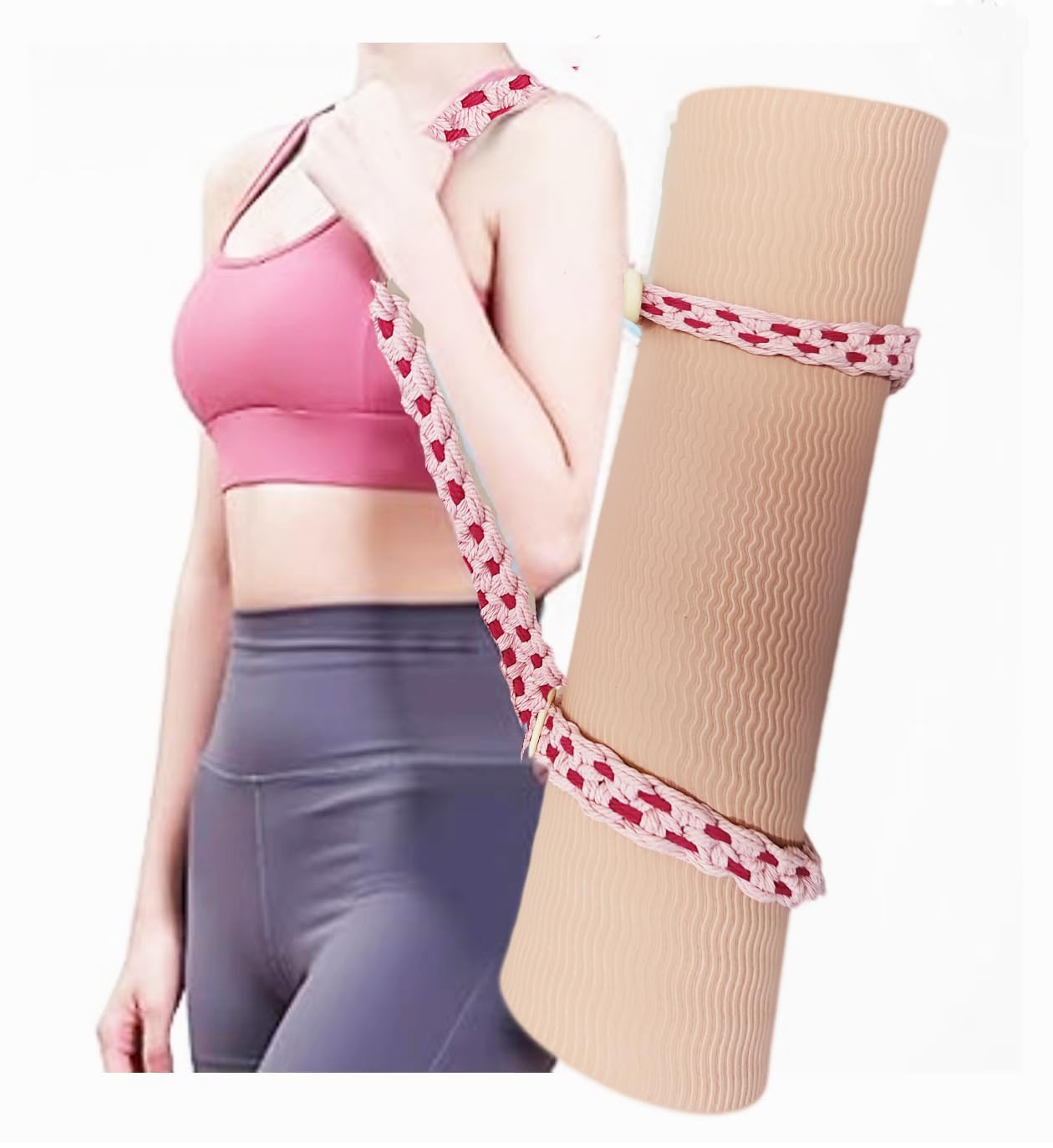 kiido Correa de transporte para esterilla de yoga de macramé [alfombrilla no incluida], correa multiusos tejida a mano para tu esterilla de yoga, esterilla de ejercicio