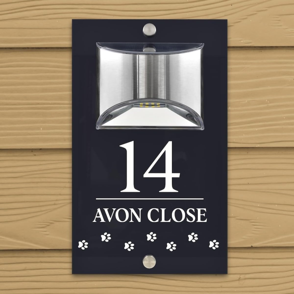 Personalized Solar House Numbers for Outside Custom Solar Address Sign LED Address Numbers Modern Plaque for Home (S1,32x20cm)