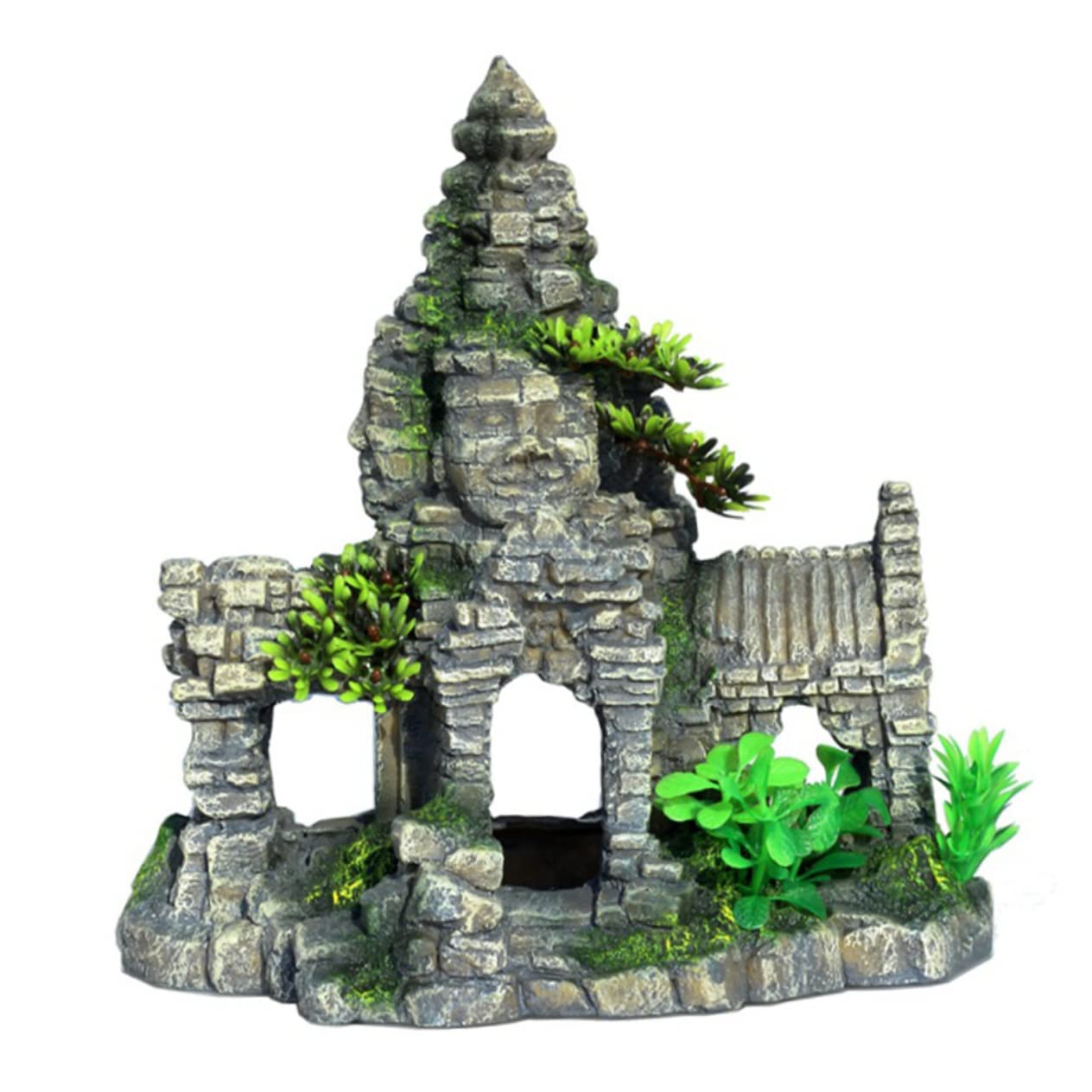 Kisangel Vier Buddha-Statue Aquarium Aquarium Landschaft Fisch Zucht Nest Harz Material Robuste Konstruktion
