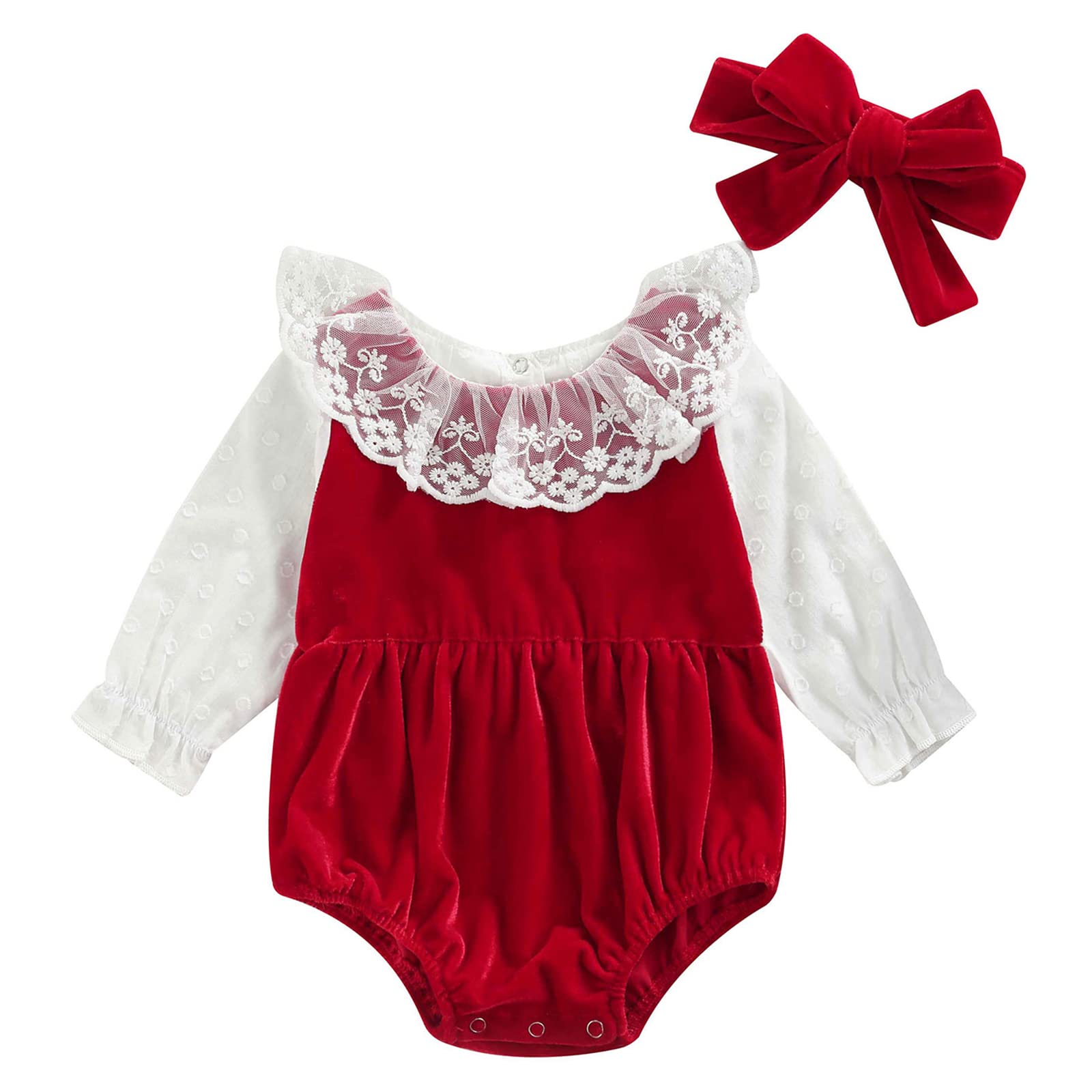 Newborn Infant Baby Girls Lace Romper Set Long Sleeve Onesie